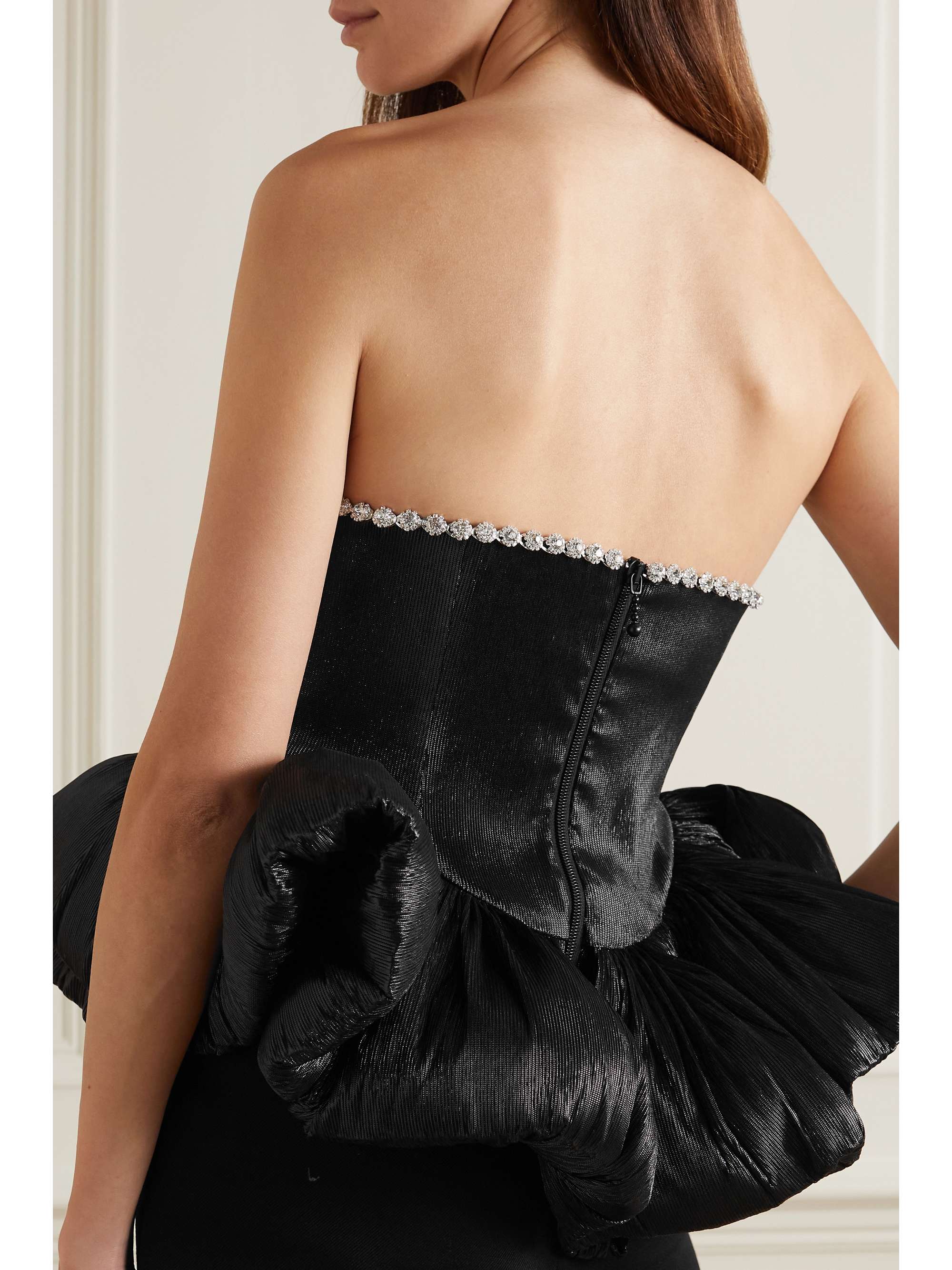 MISS SOHEE + The Vanguard embellished plissé-lamé peplum top