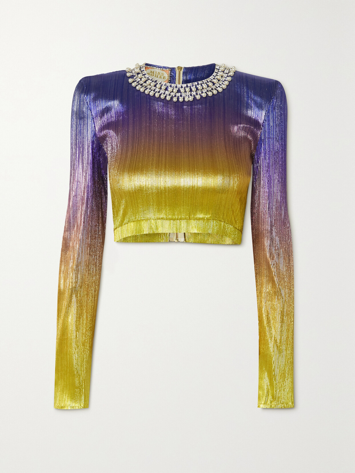 Miss Sohee + The Vanguard The Violet Embellished Stretch-lamé Top In Purple