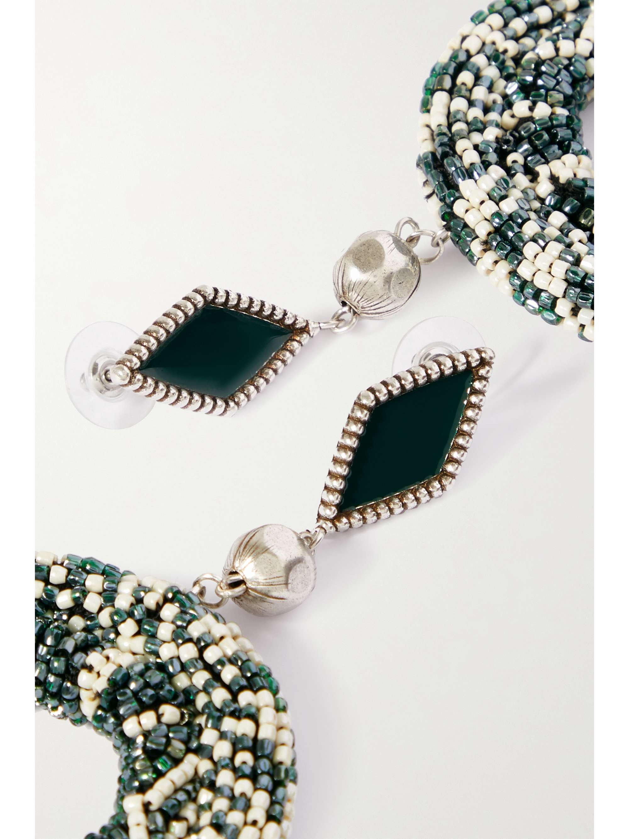 ISABEL MARANT Silver-tone, bead and enamel earrings