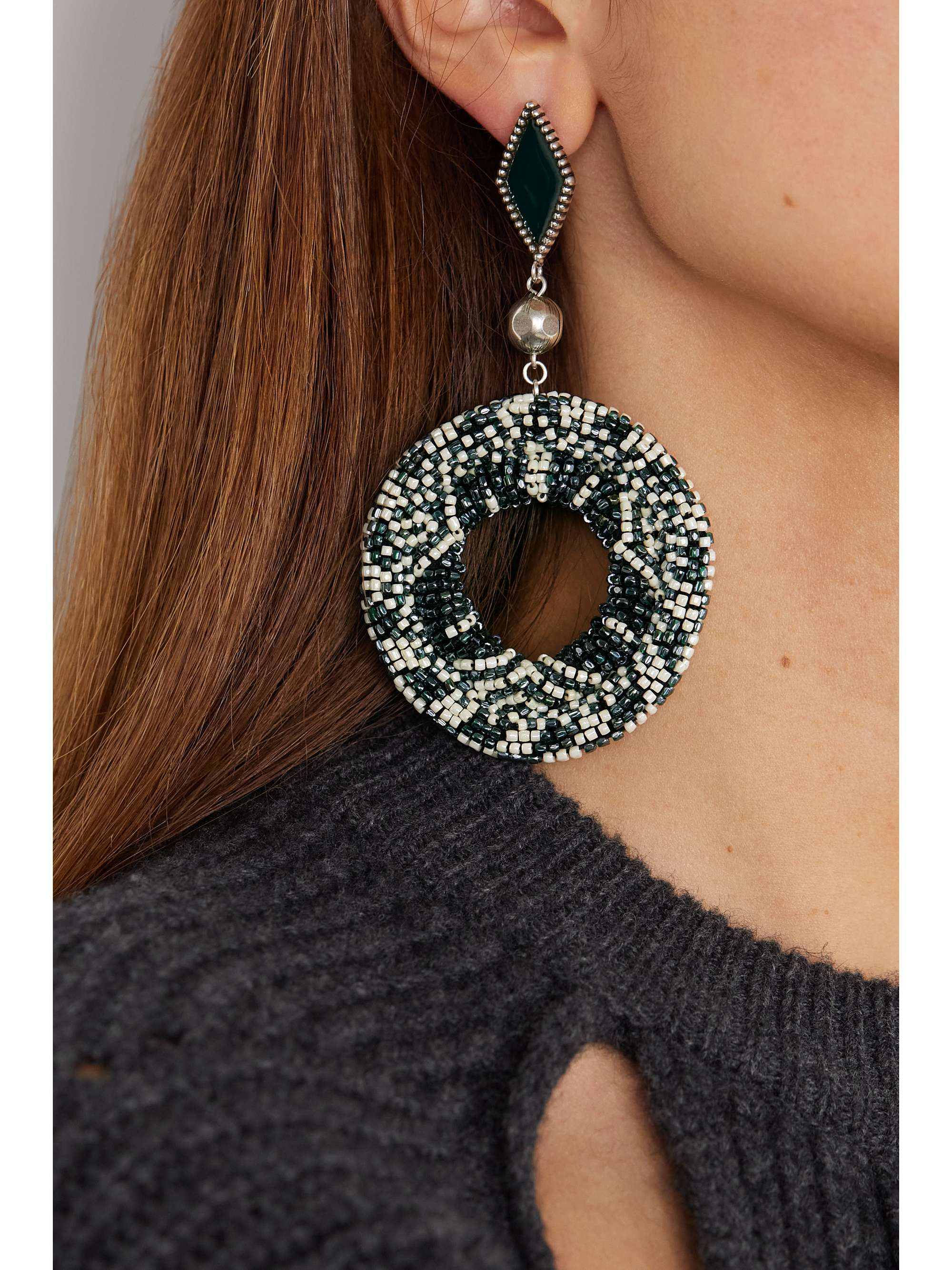 ISABEL MARANT Silver-tone, bead and enamel earrings