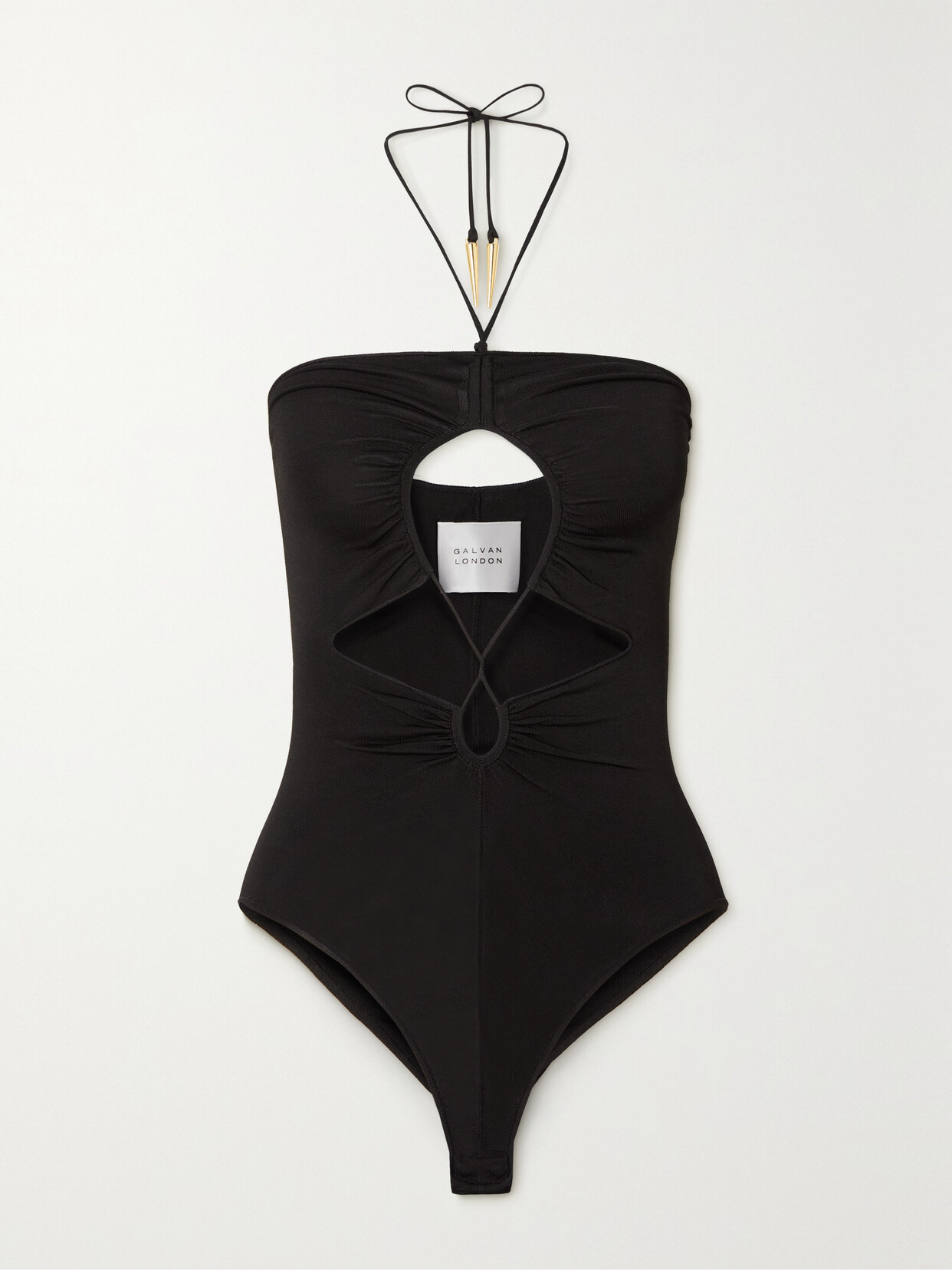 Galvan Kali Cutout Stretch-knit Halterneck Bodysuit - Black