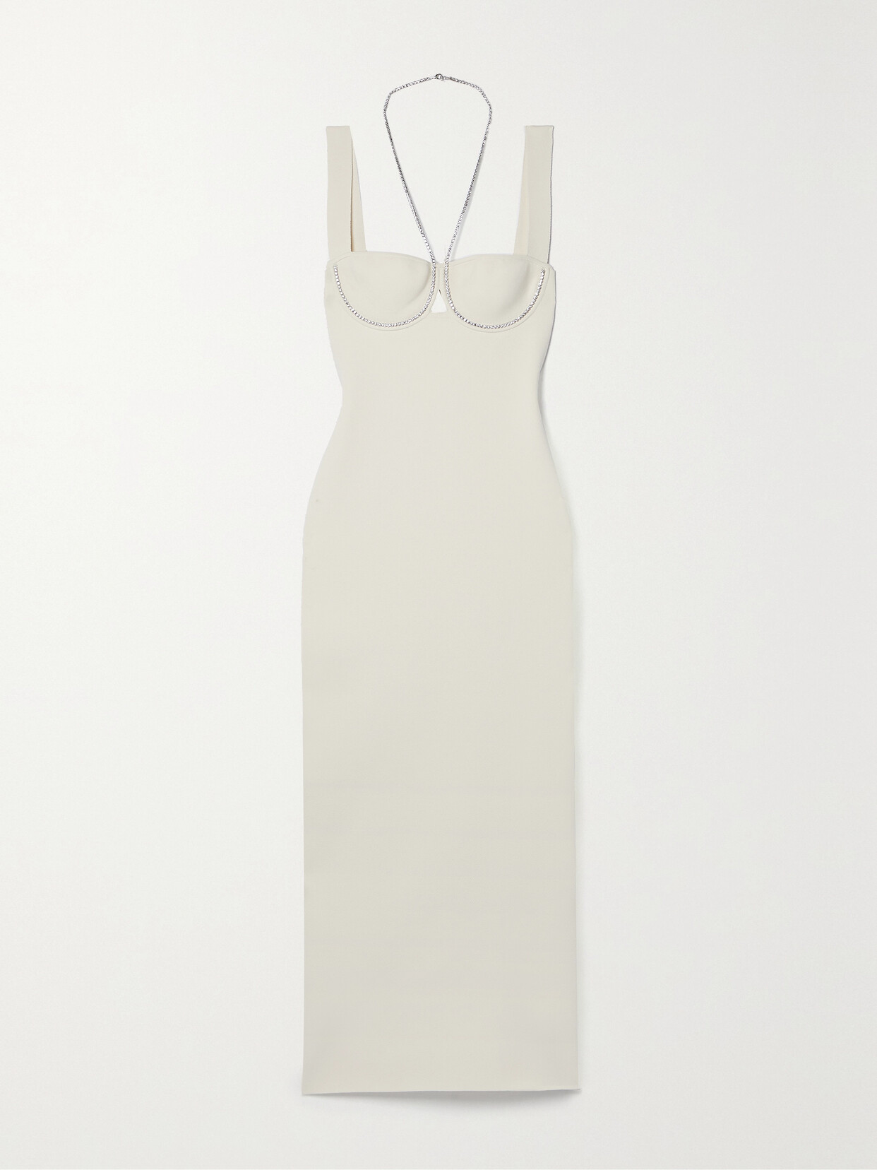 Galvan Celeste Open-back Embellished Knitted Midi Dress