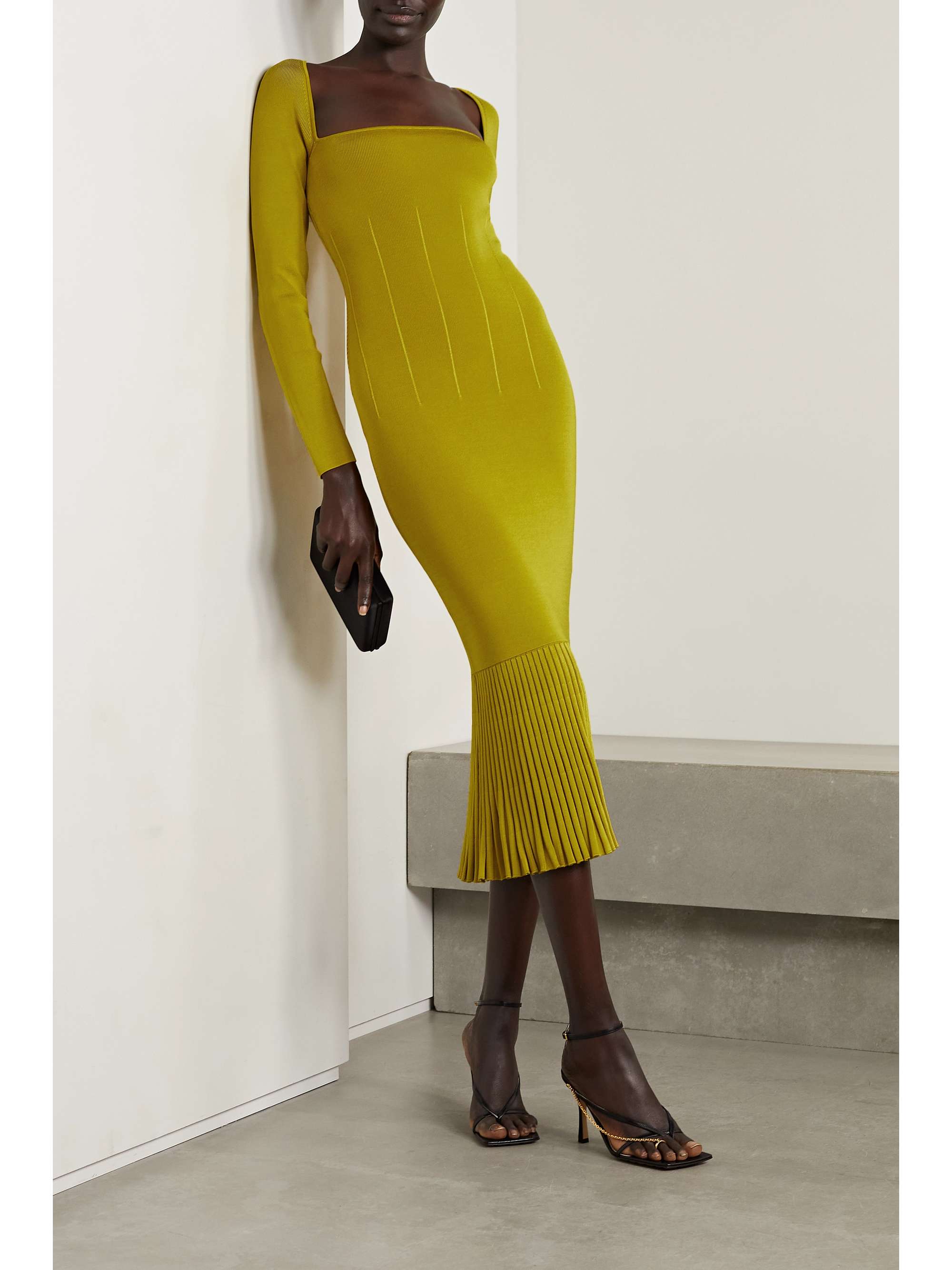 GALVAN Atalanta ribbed-knit midi dress | NET-A-PORTER