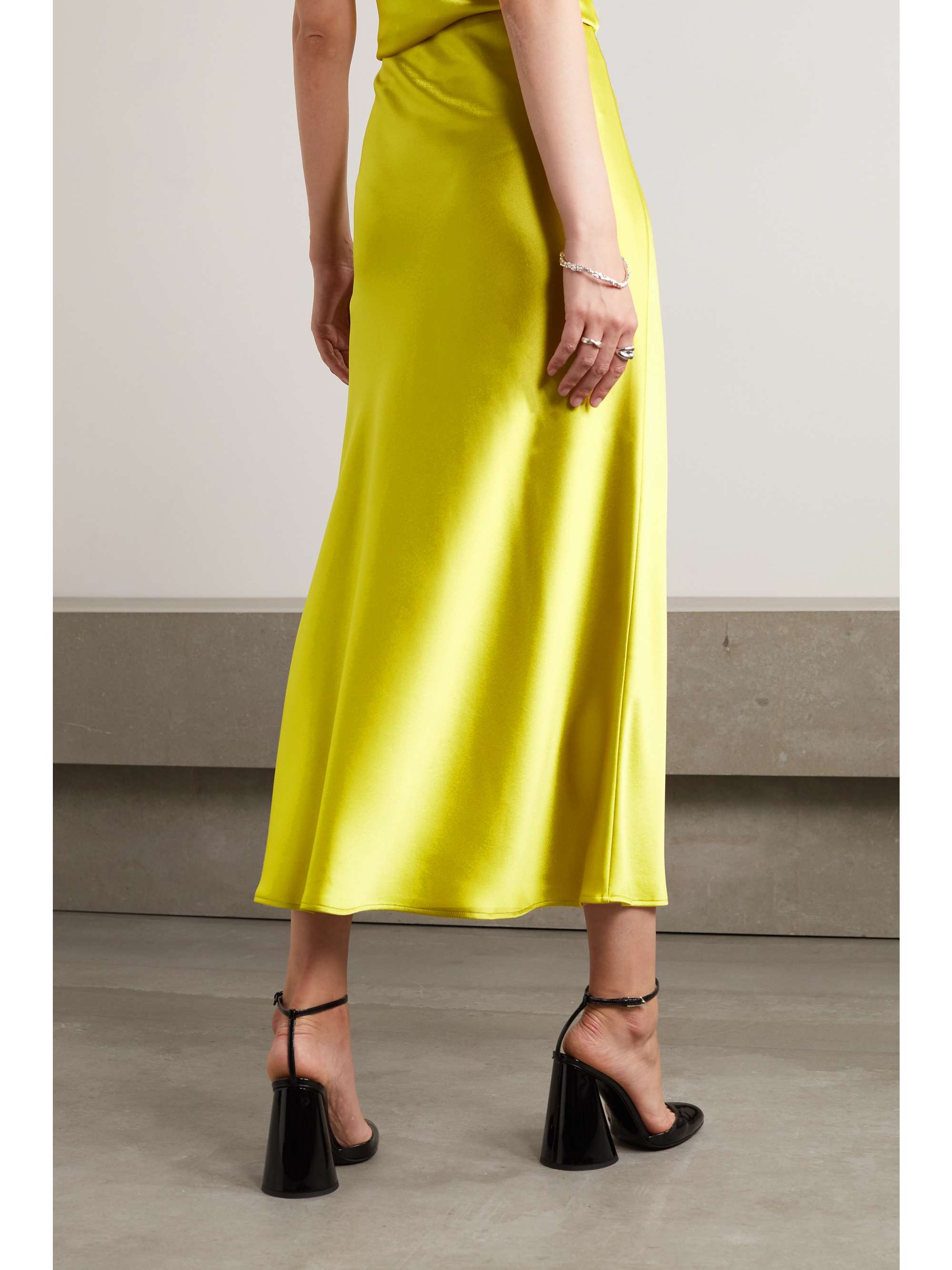 GALVAN Valletta satin midi skirt