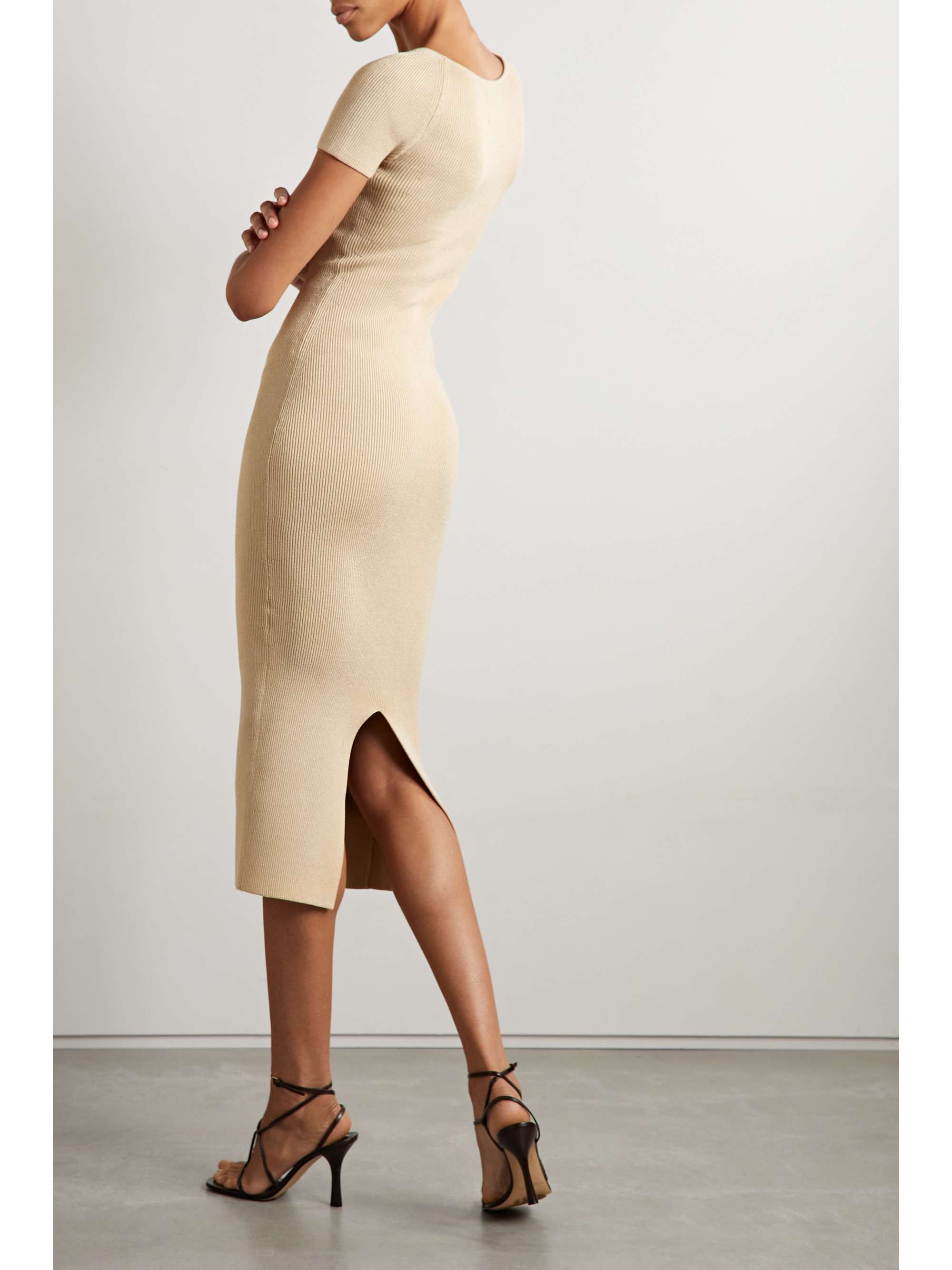 GALVAN Freya ribbed-knit midi dress