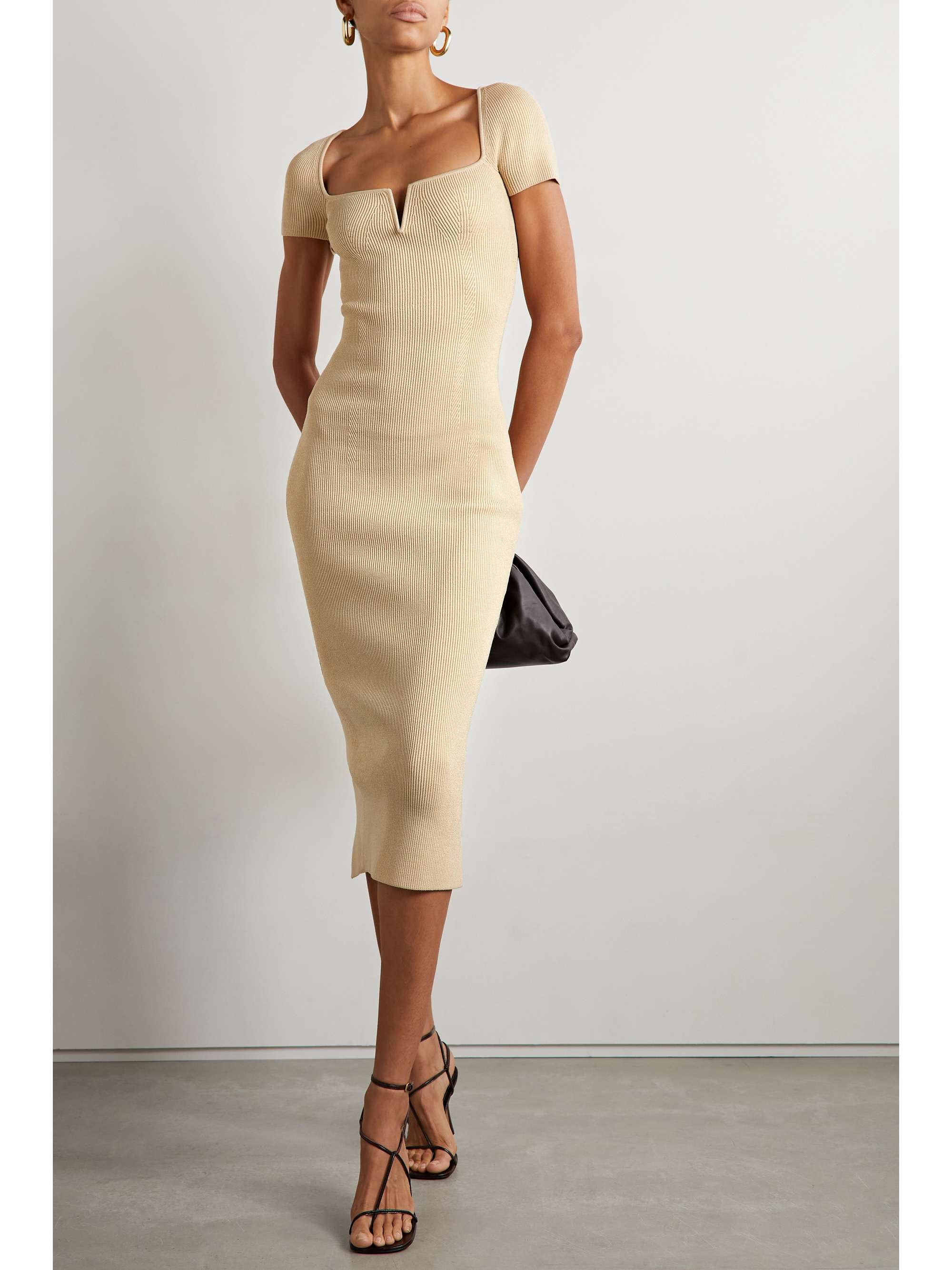GALVAN Freya ribbed-knit midi dress