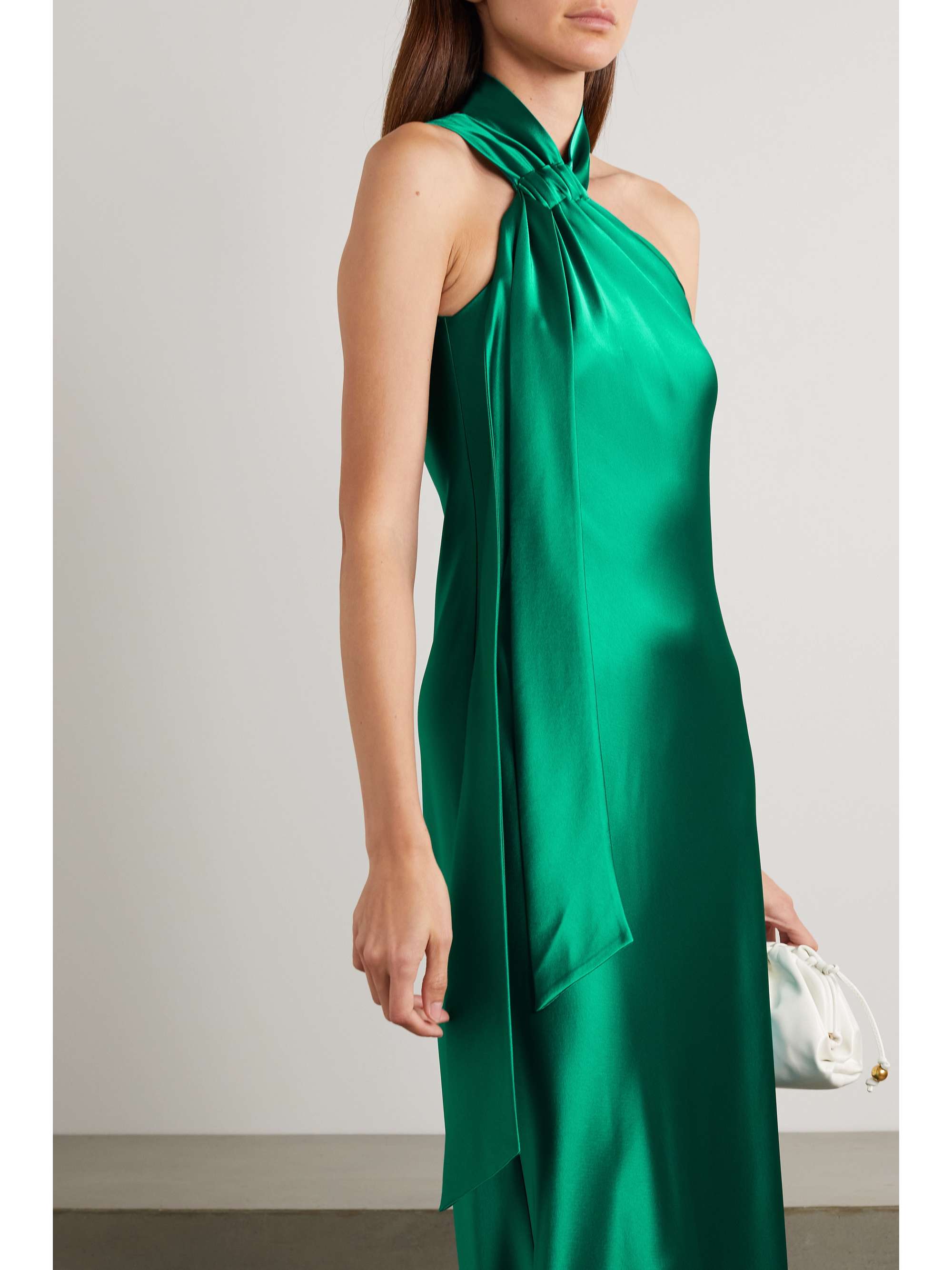 GALVAN Ushuaia satin halterneck gown