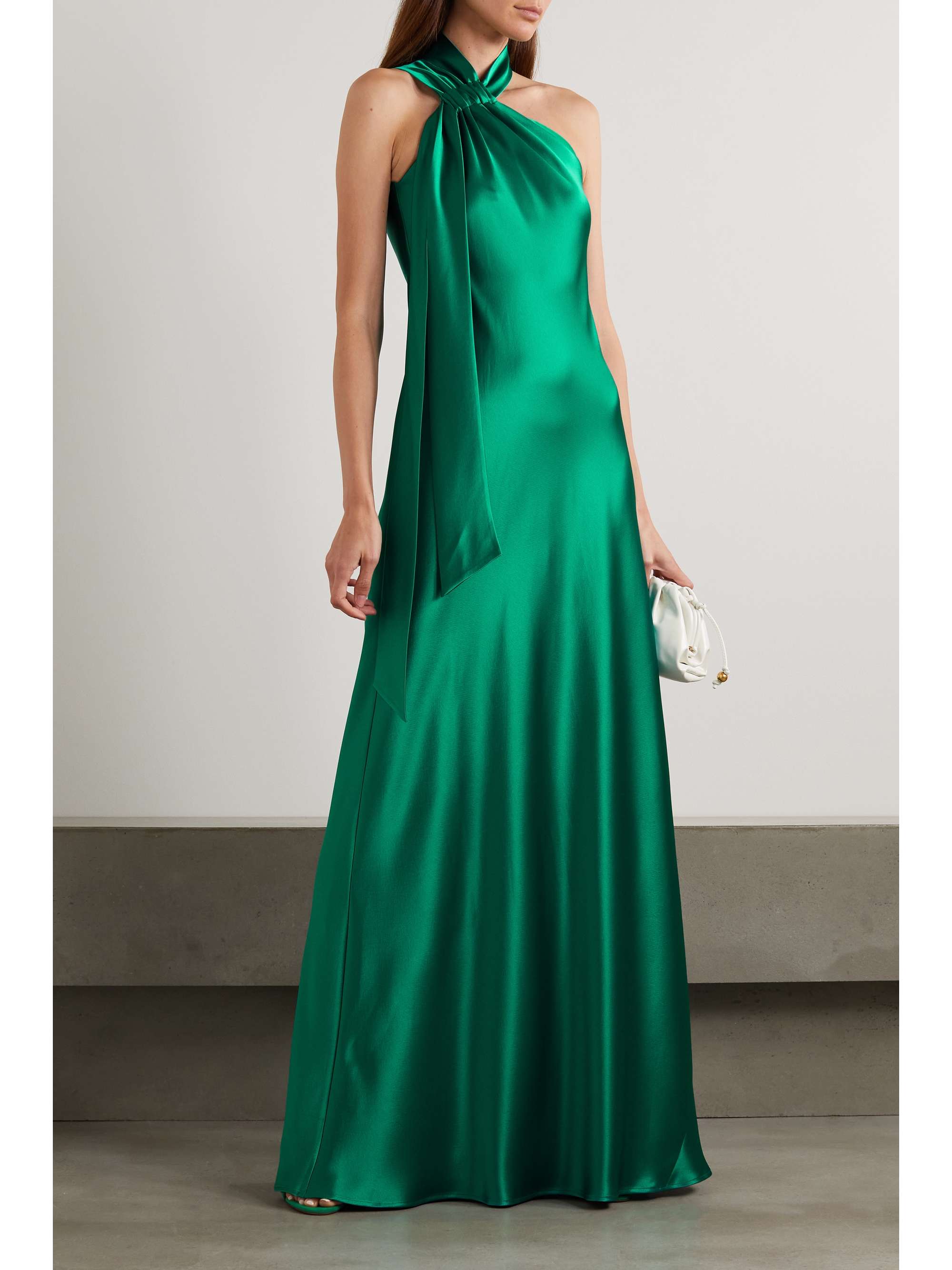 GALVAN Ushuaia satin halterneck gown