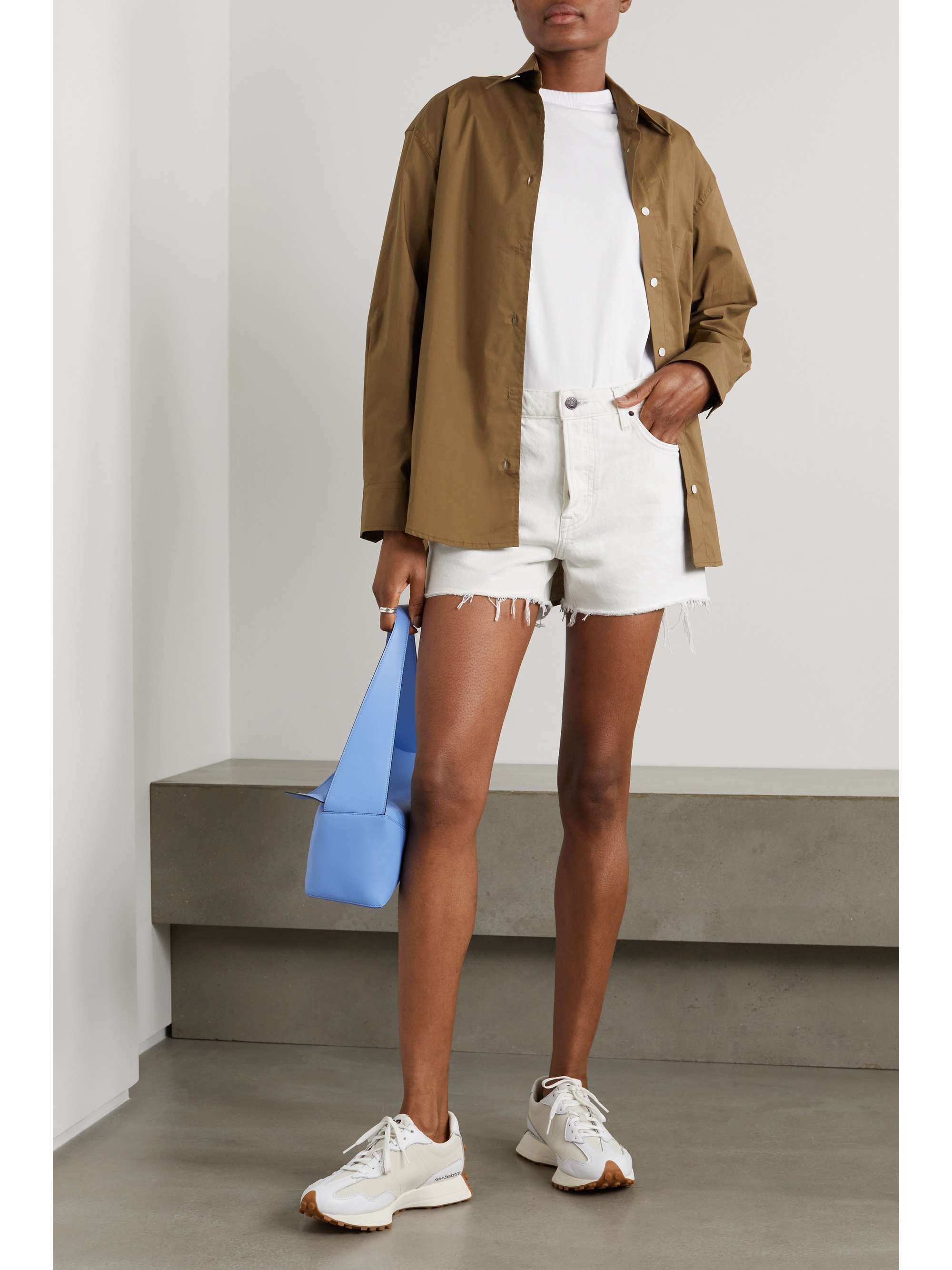 White Helena distressed denim shorts 