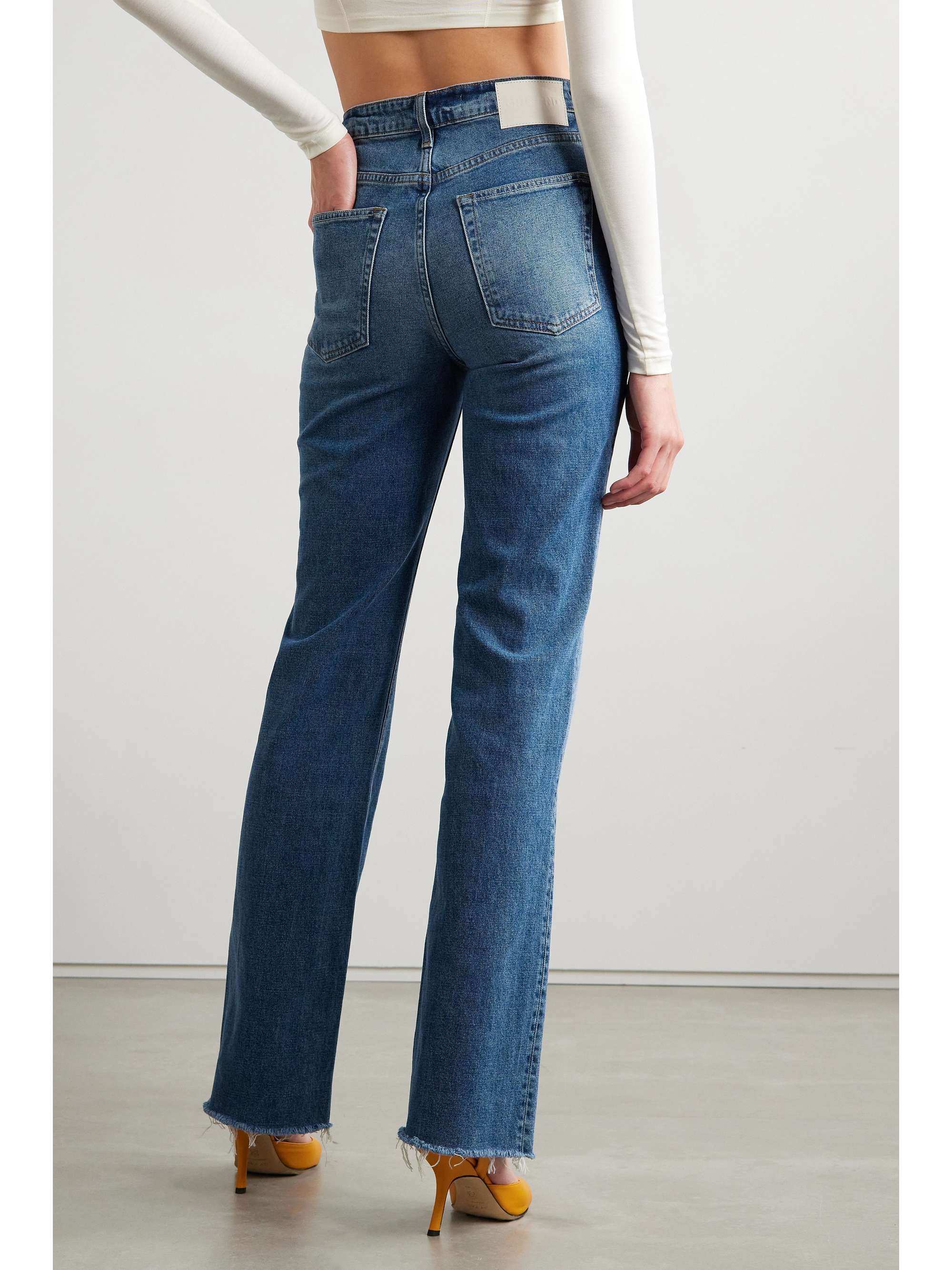 Blue Melanie frayed high-rise bootcut 