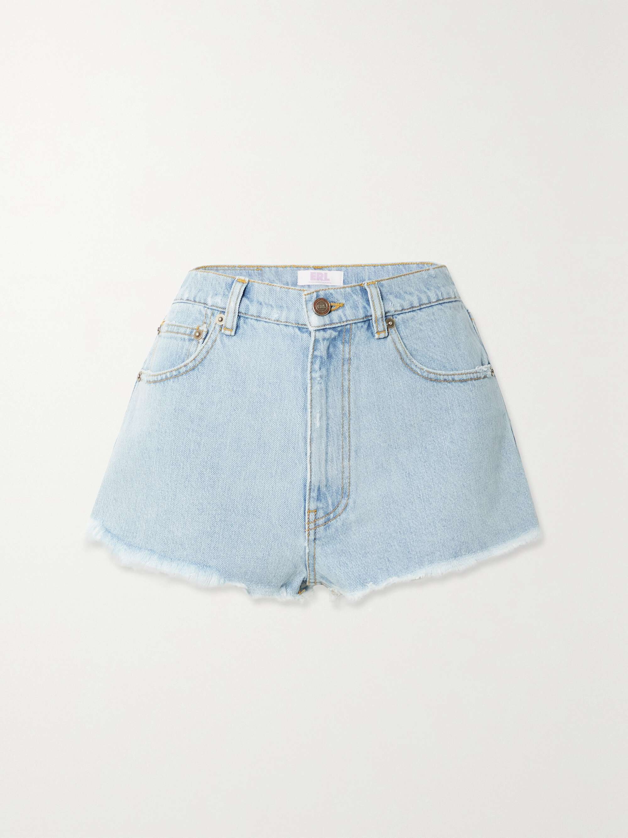 Light denim Distressed denim shorts 
