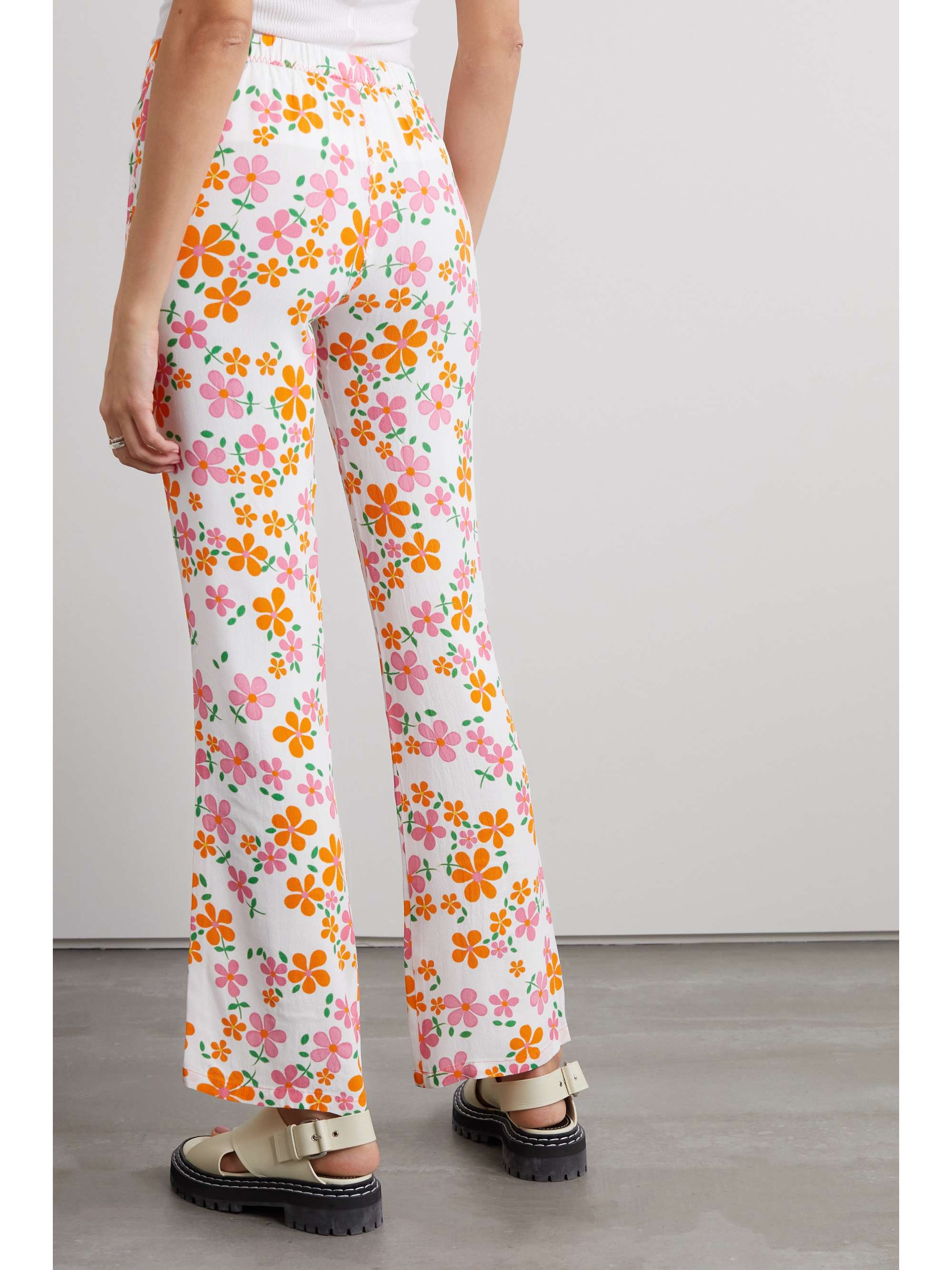 ERL Floral-print crepe flared pants