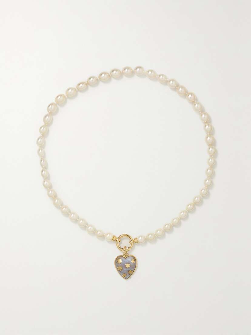 Storrow Anna 14-karat Gold, Pearl And Chalcedony Necklace