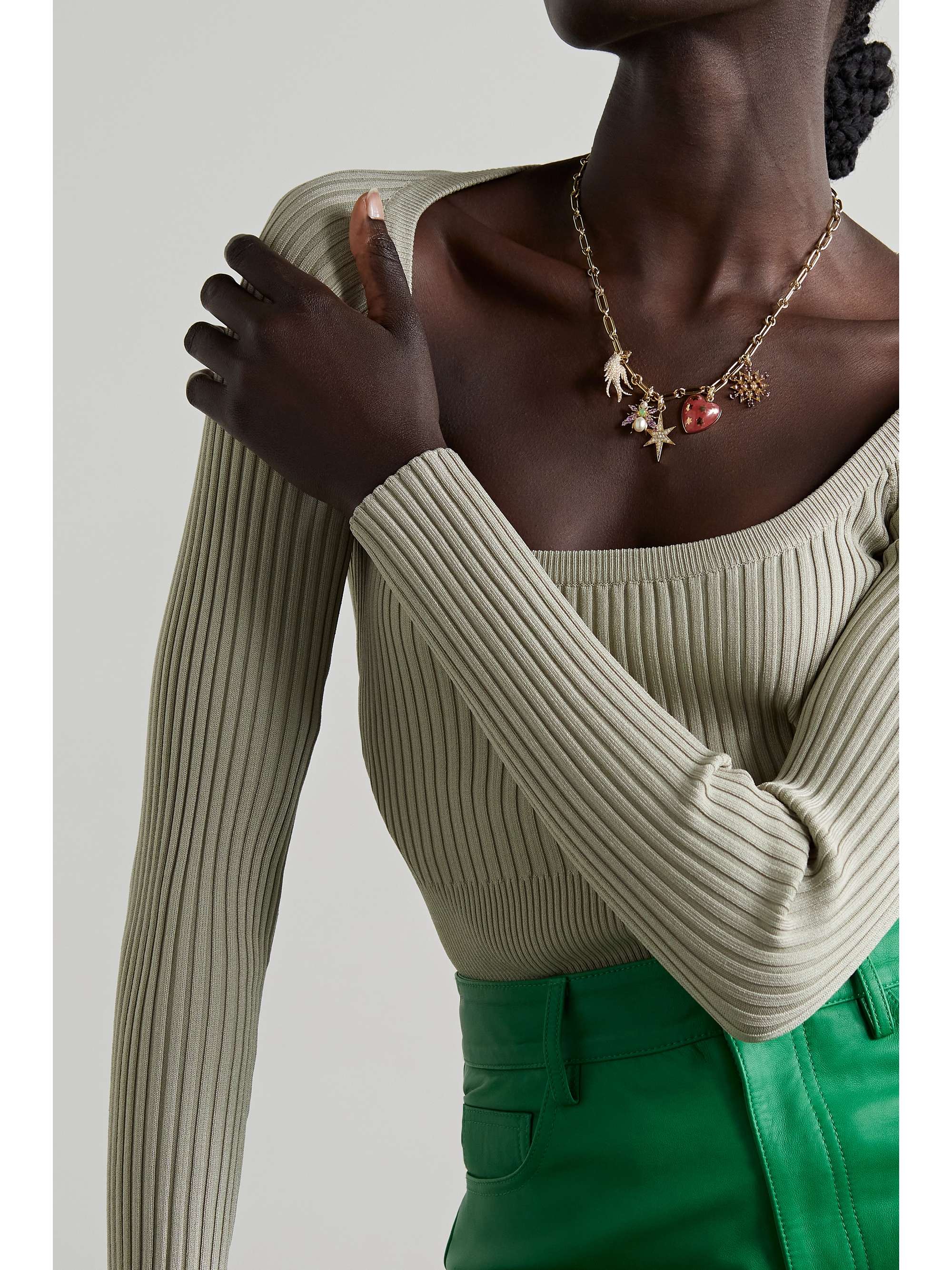 STORROW 14-karat gold multi-stone necklace