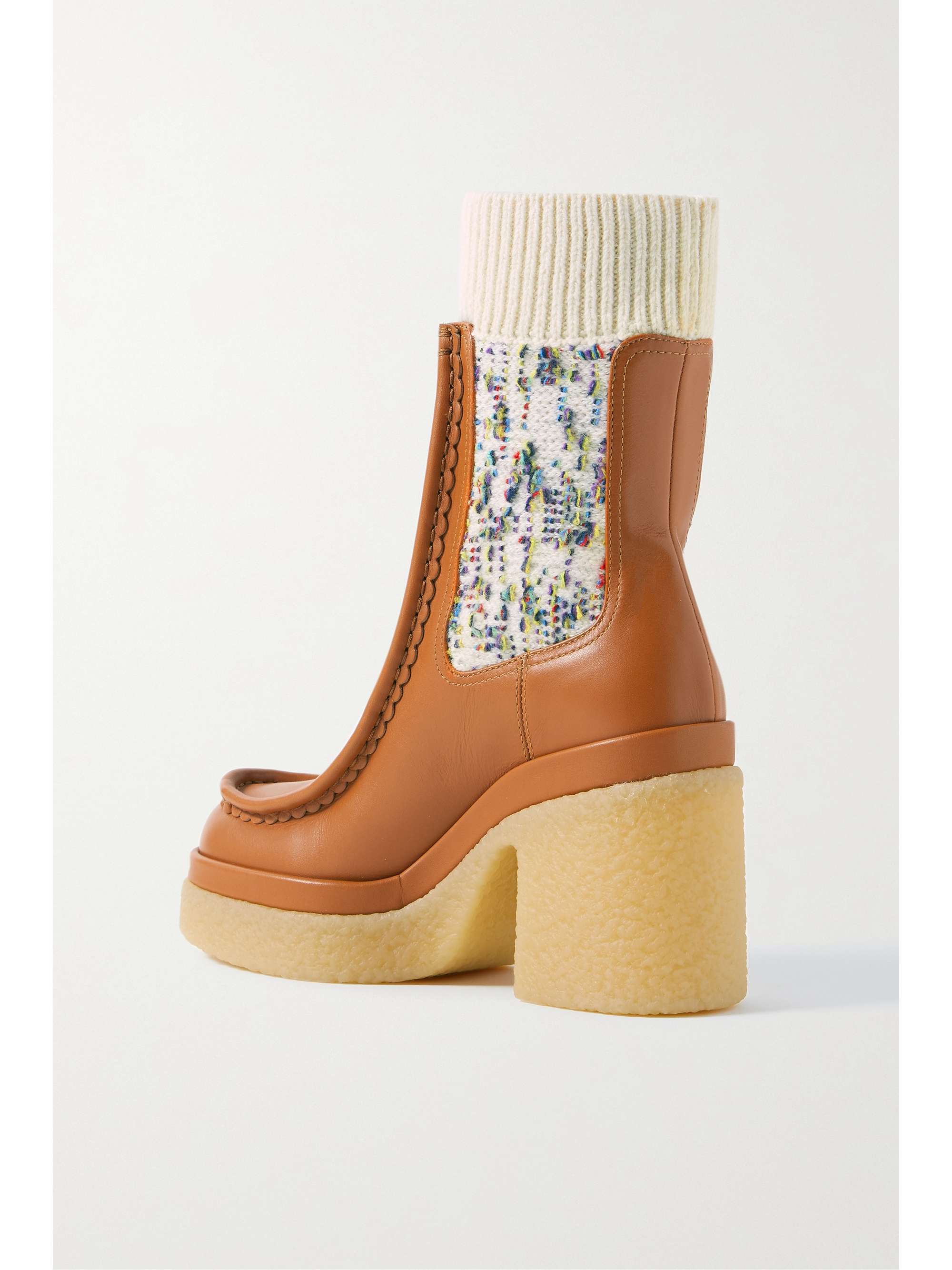 CHLOÉ Jamie ribbed-knit and leather platform Chelsea boots