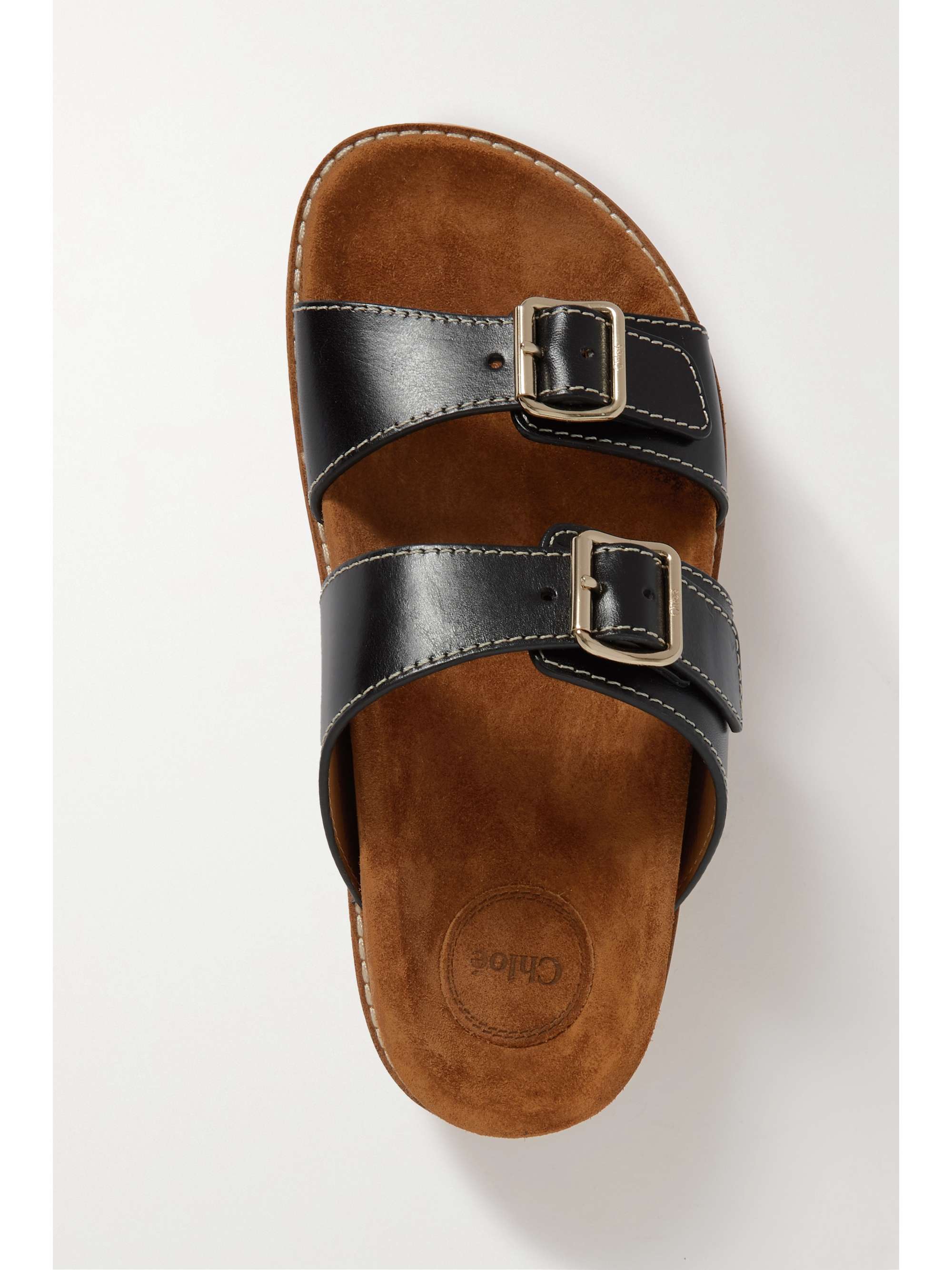 Black Marah topstitched leather sandals 
