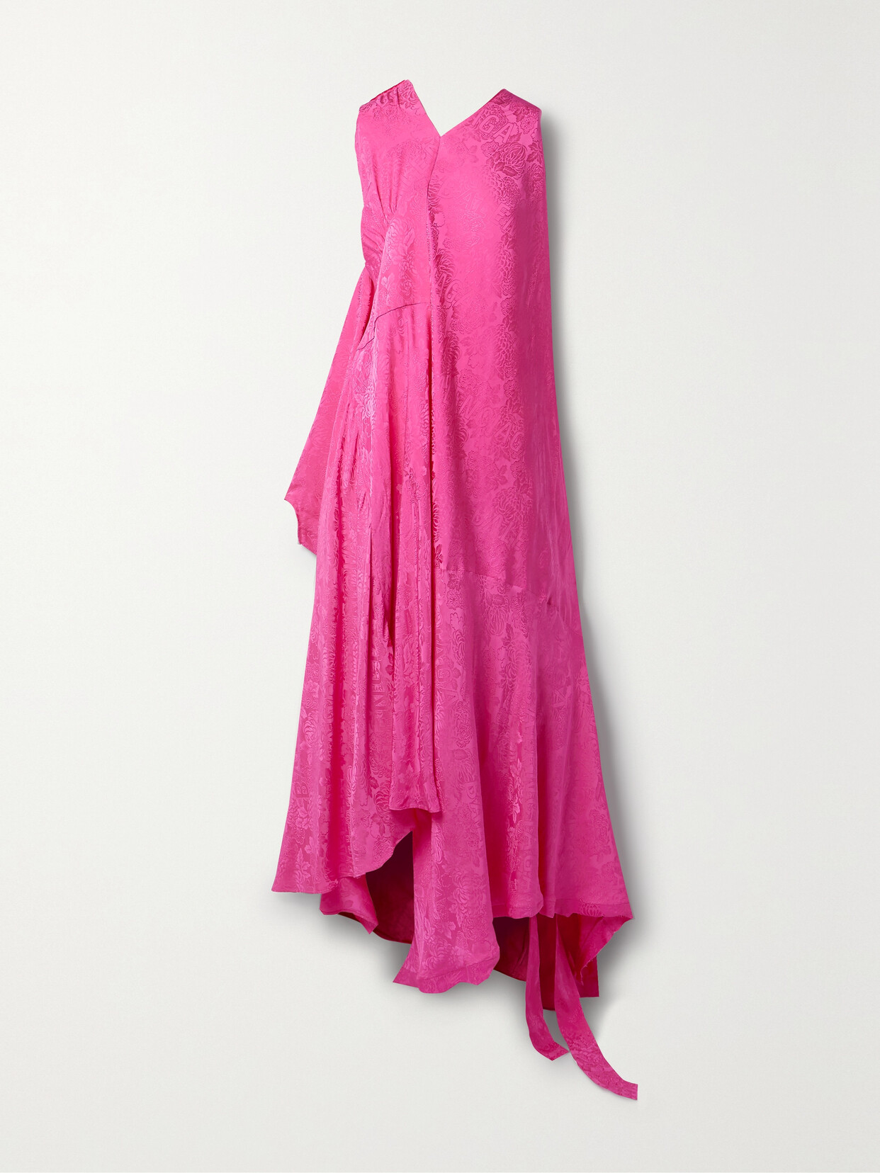 Balenciaga Asymmetric Paneled Satin-jacquard Maxi Dress - Pink