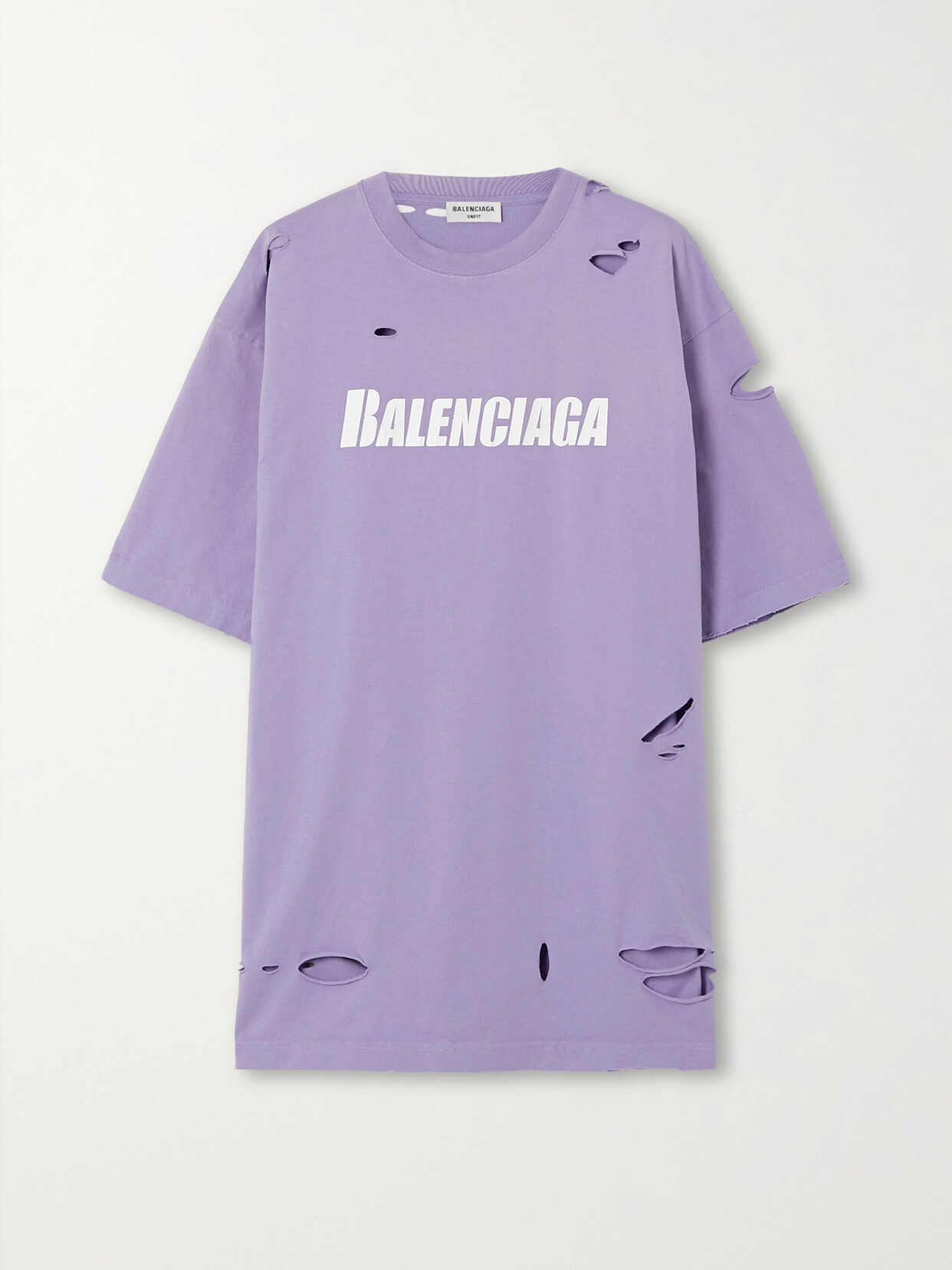Balenciaga Oversized Distressed Printed Cotton-jersey T-shirt - Purple