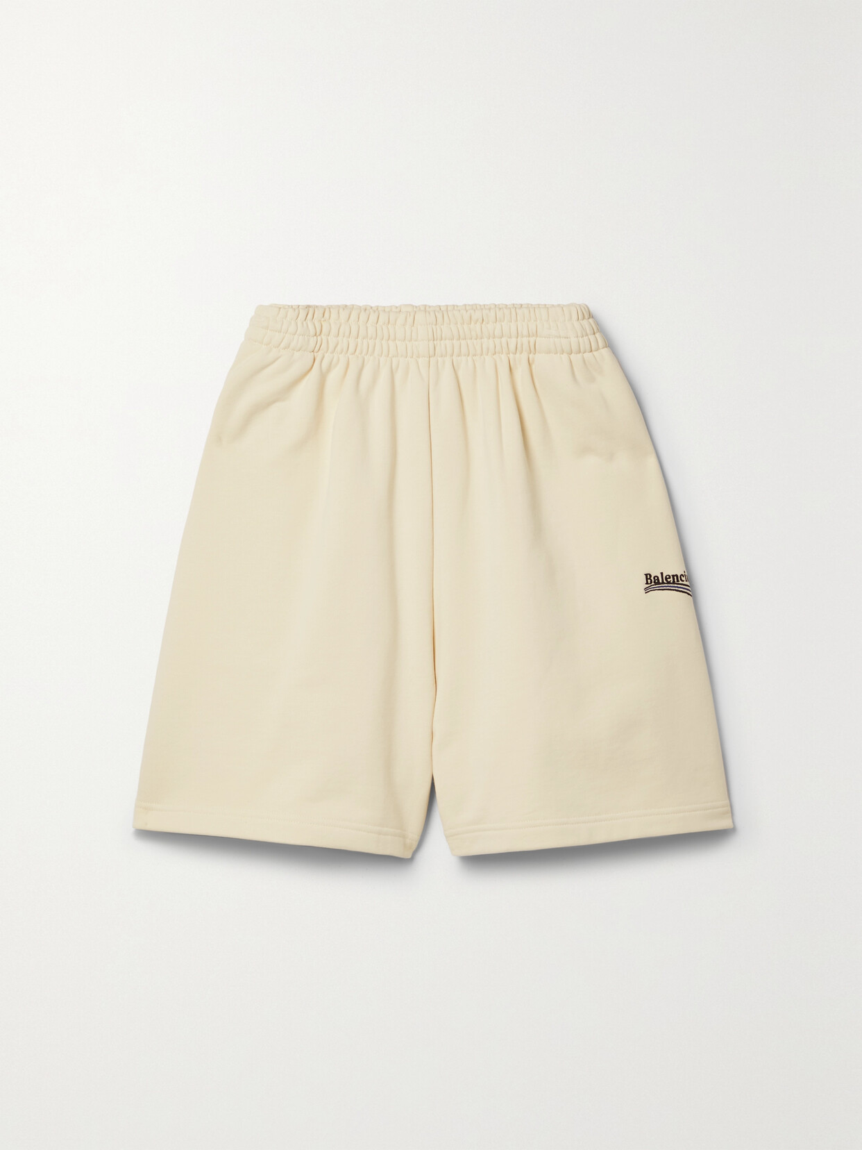Balenciaga Embroidered Cotton-jersey Shorts - Cream