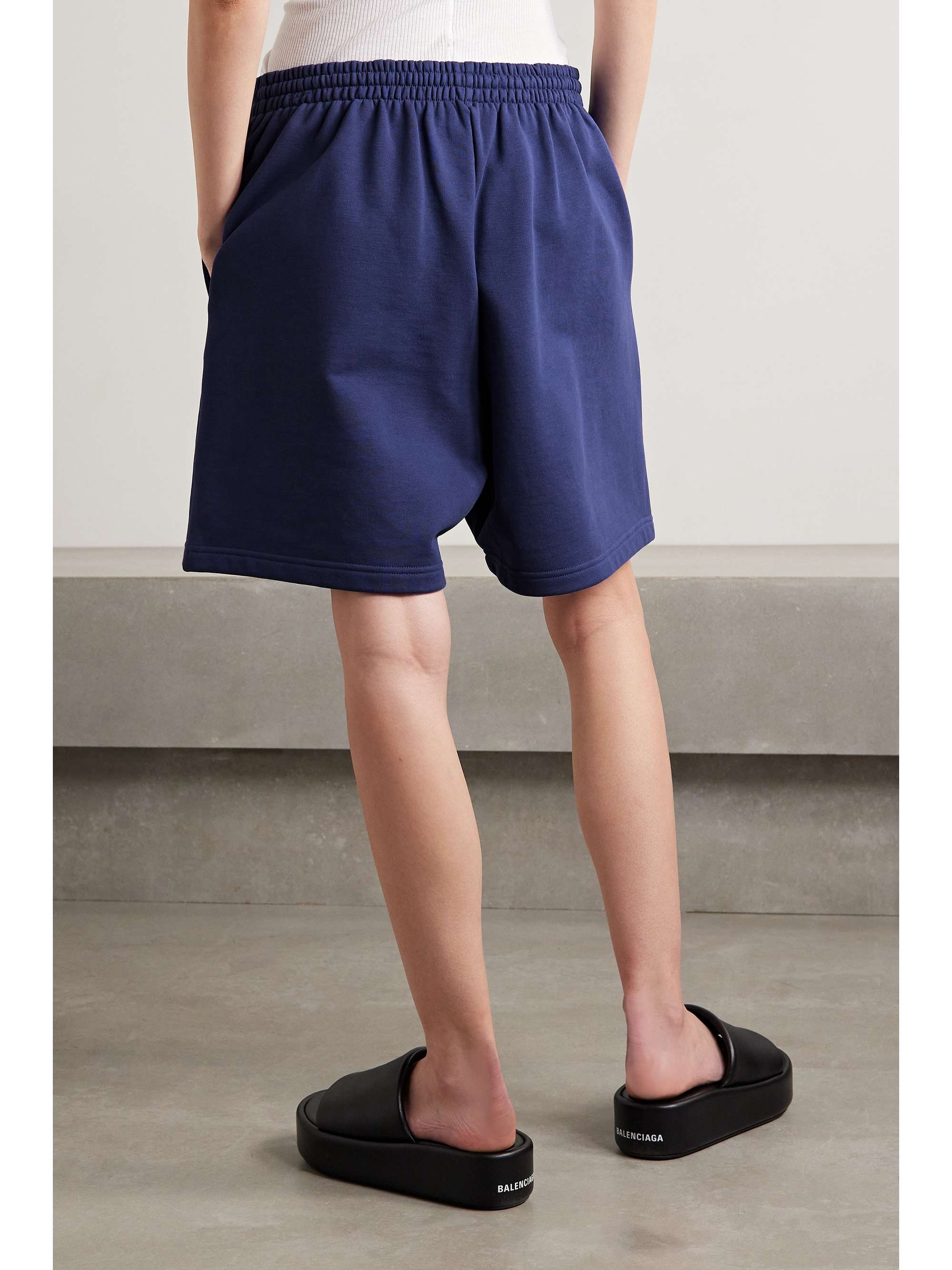 BALENCIAGA Embroidered cotton-jersey shorts