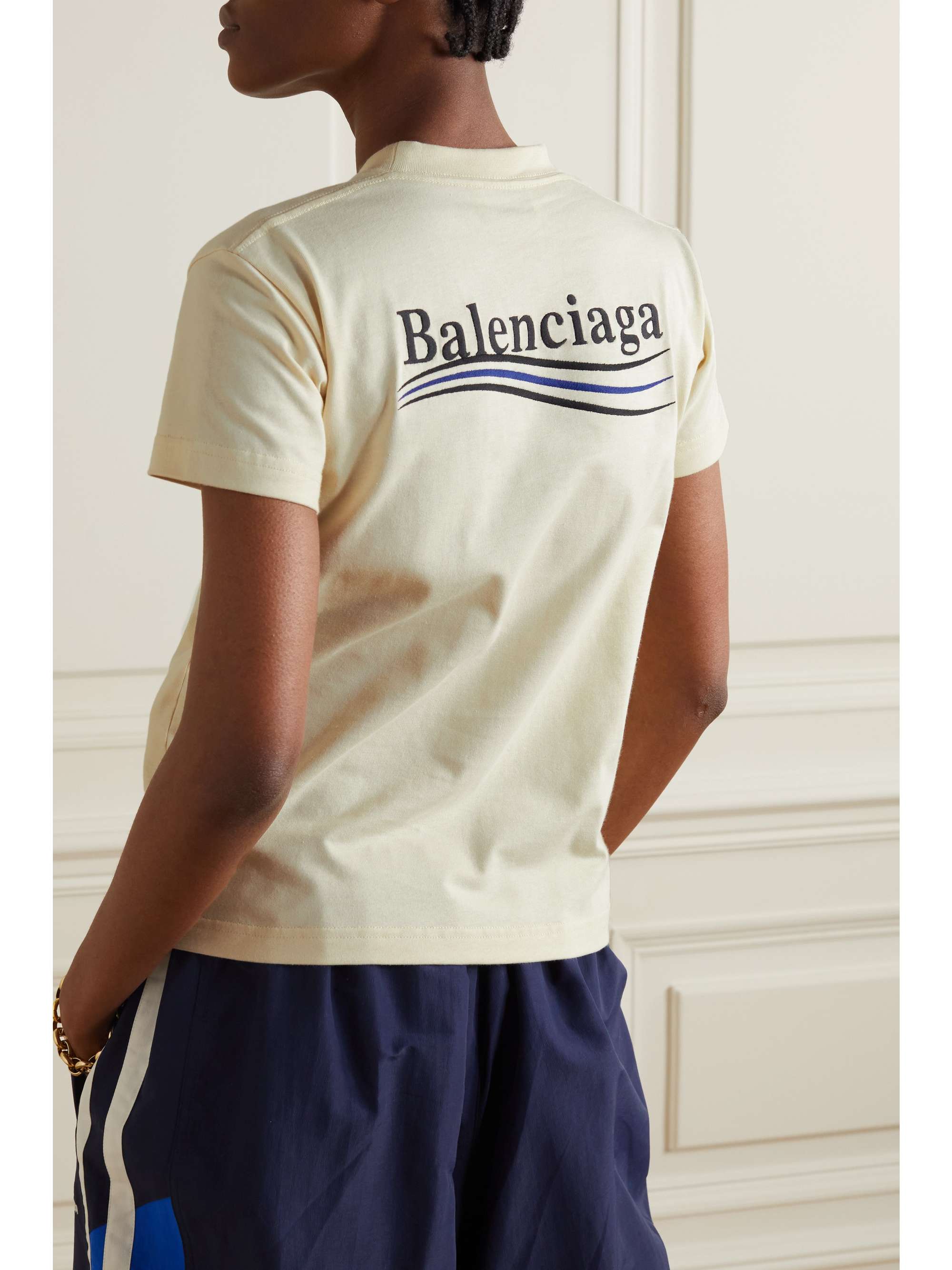 BALENCIAGA Embroidered cotton-jersey T-shirt