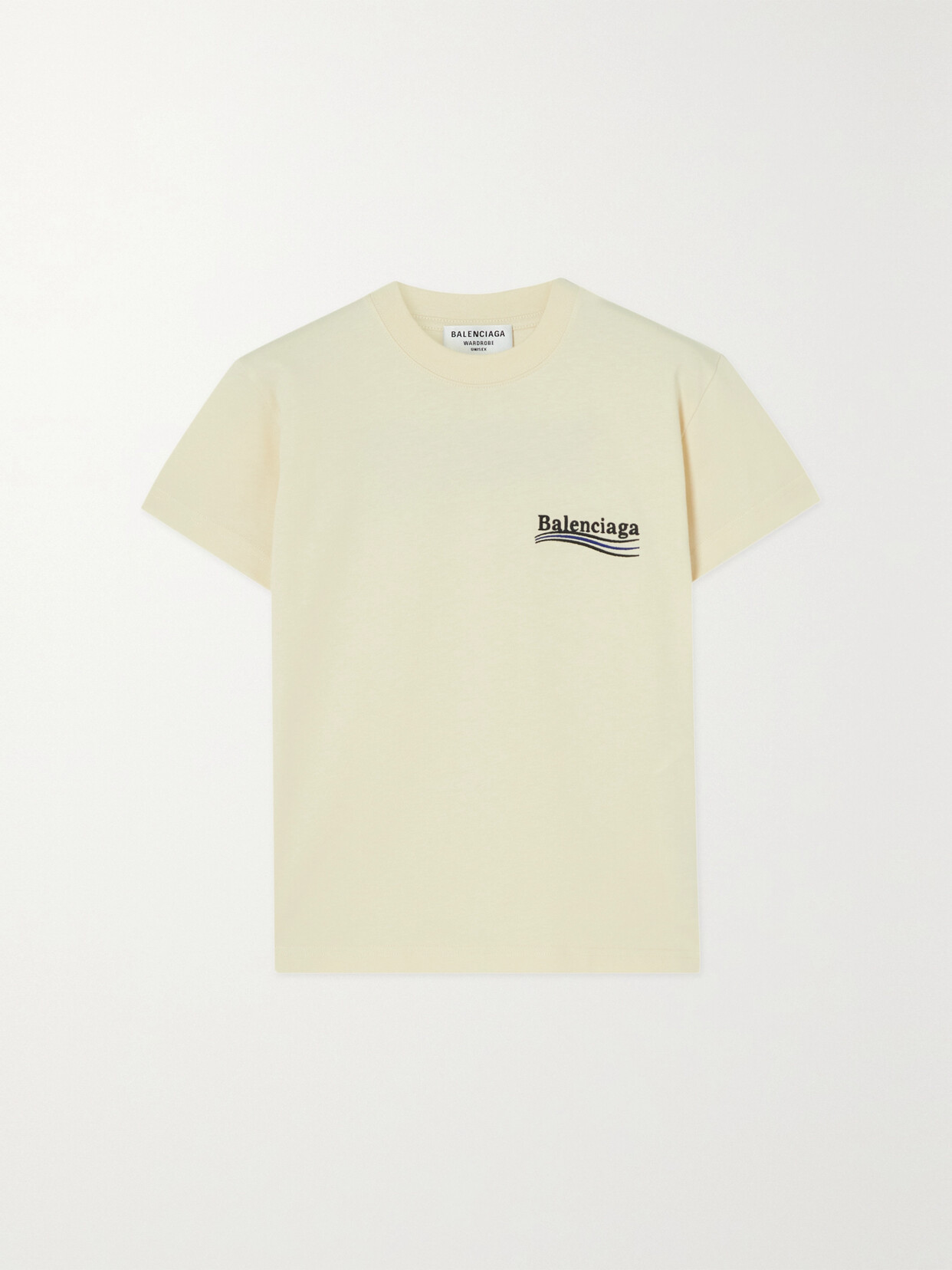 Balenciaga Embroidered Cotton-jersey T-shirt - Cream