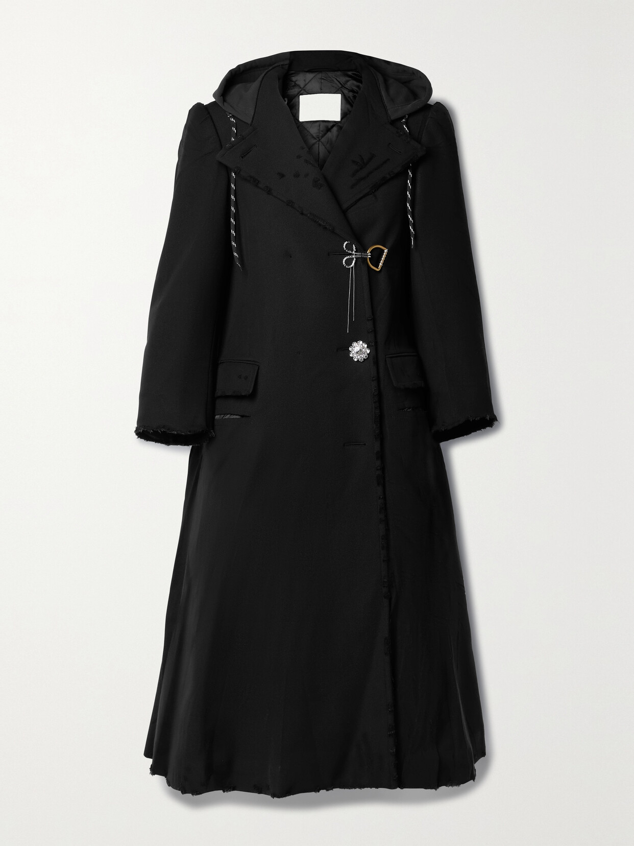 Balenciaga Diy Embellished Hooded Crinkled Stretch-twill Coat - Black