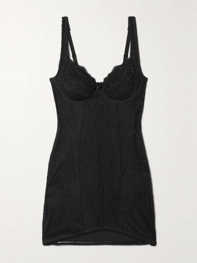 Balenciaga Open-back Lace And Tulle Mini Dress