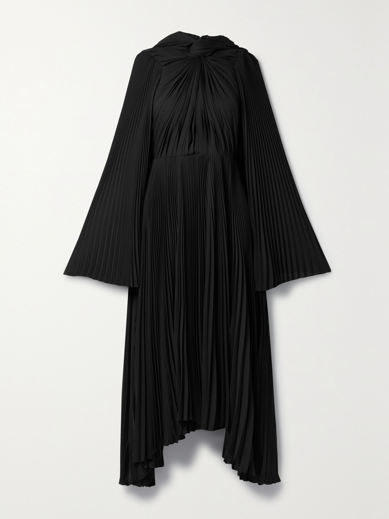 Balenciaga Asymmetric Twist-front Plissé-crepe Dress - Black