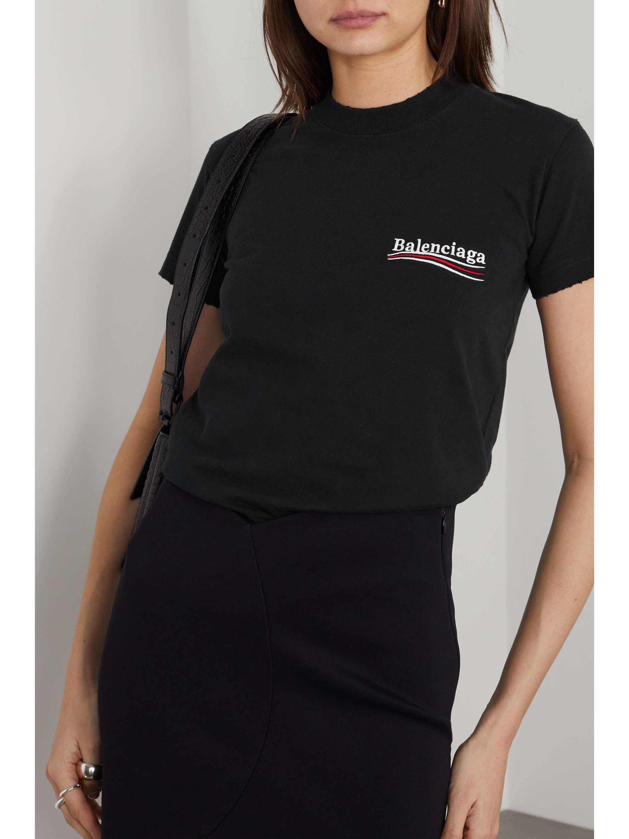 BALENCIAGA Embroidered cotton-jersey T-shirt