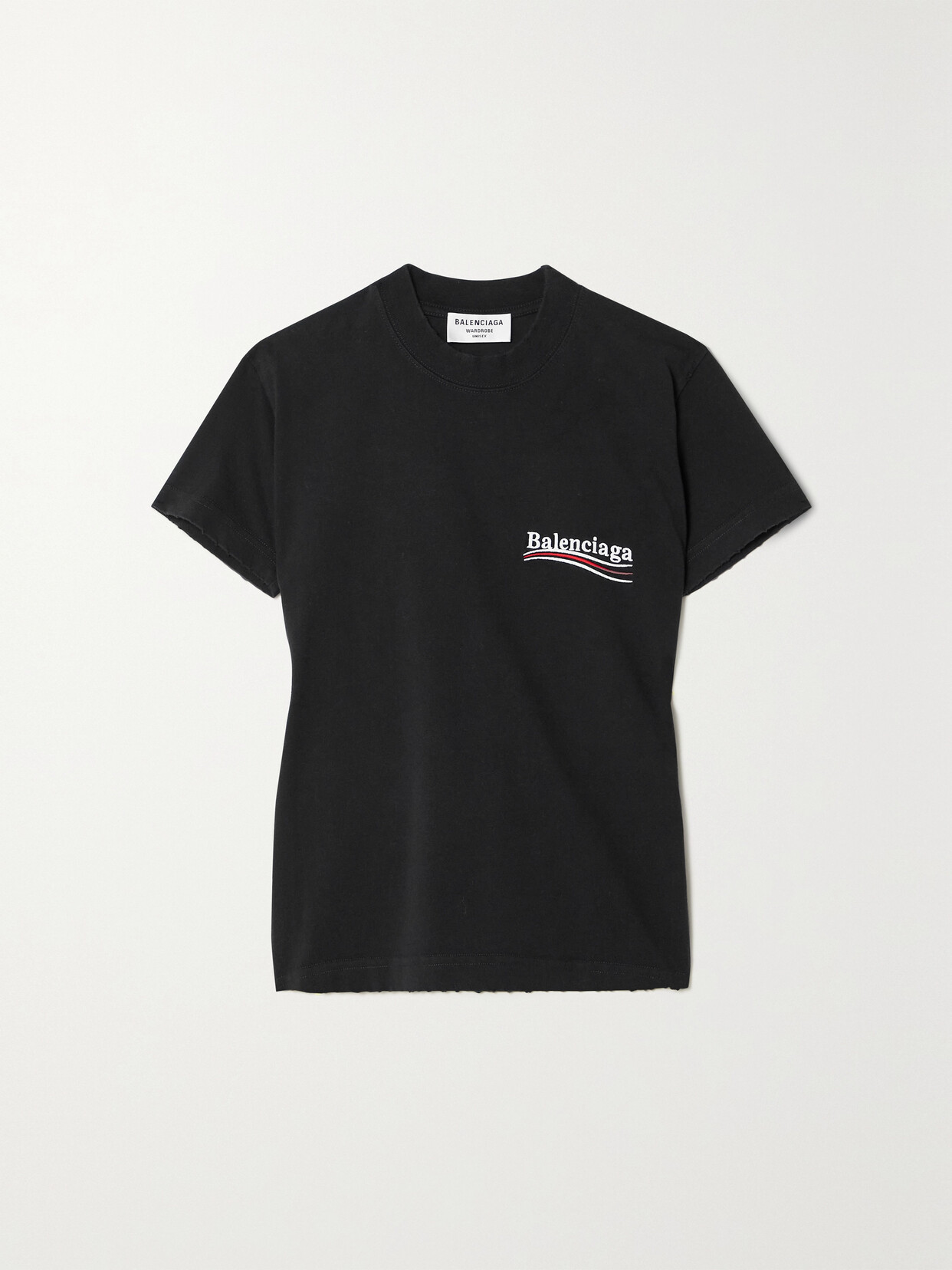 Balenciaga Embroidered Cotton-jersey T-shirt - Black