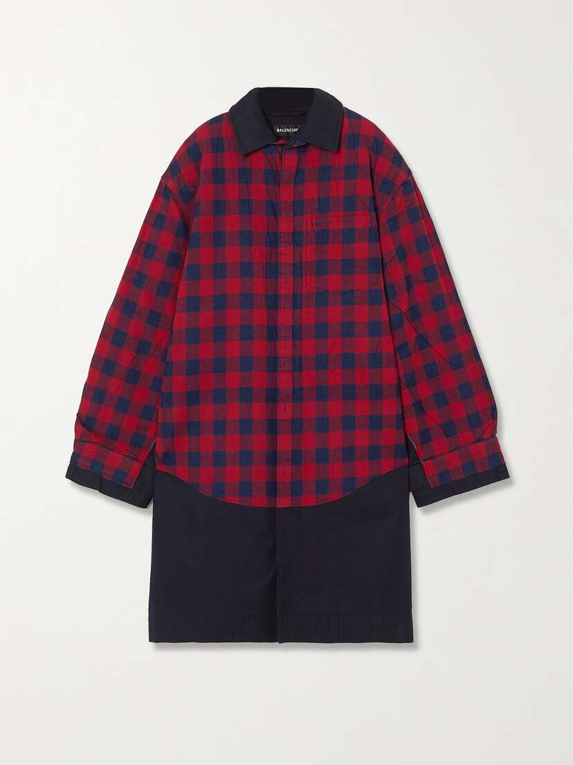 Balenciaga Oversized Padded Checked Flannel And Cotton-twill Coat
