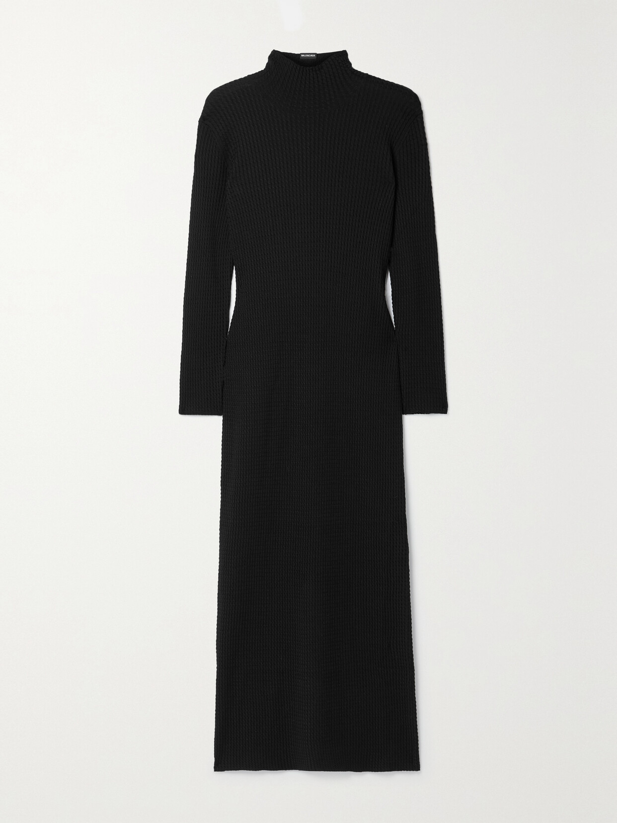 Balenciaga Cable Knit Long Sleeve Wool Blend Sweater Dress In Black