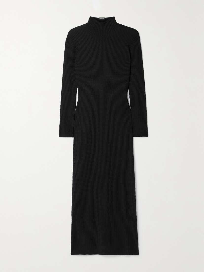 Balenciaga Cable-knit Wool-blend Turtleneck axi Dress