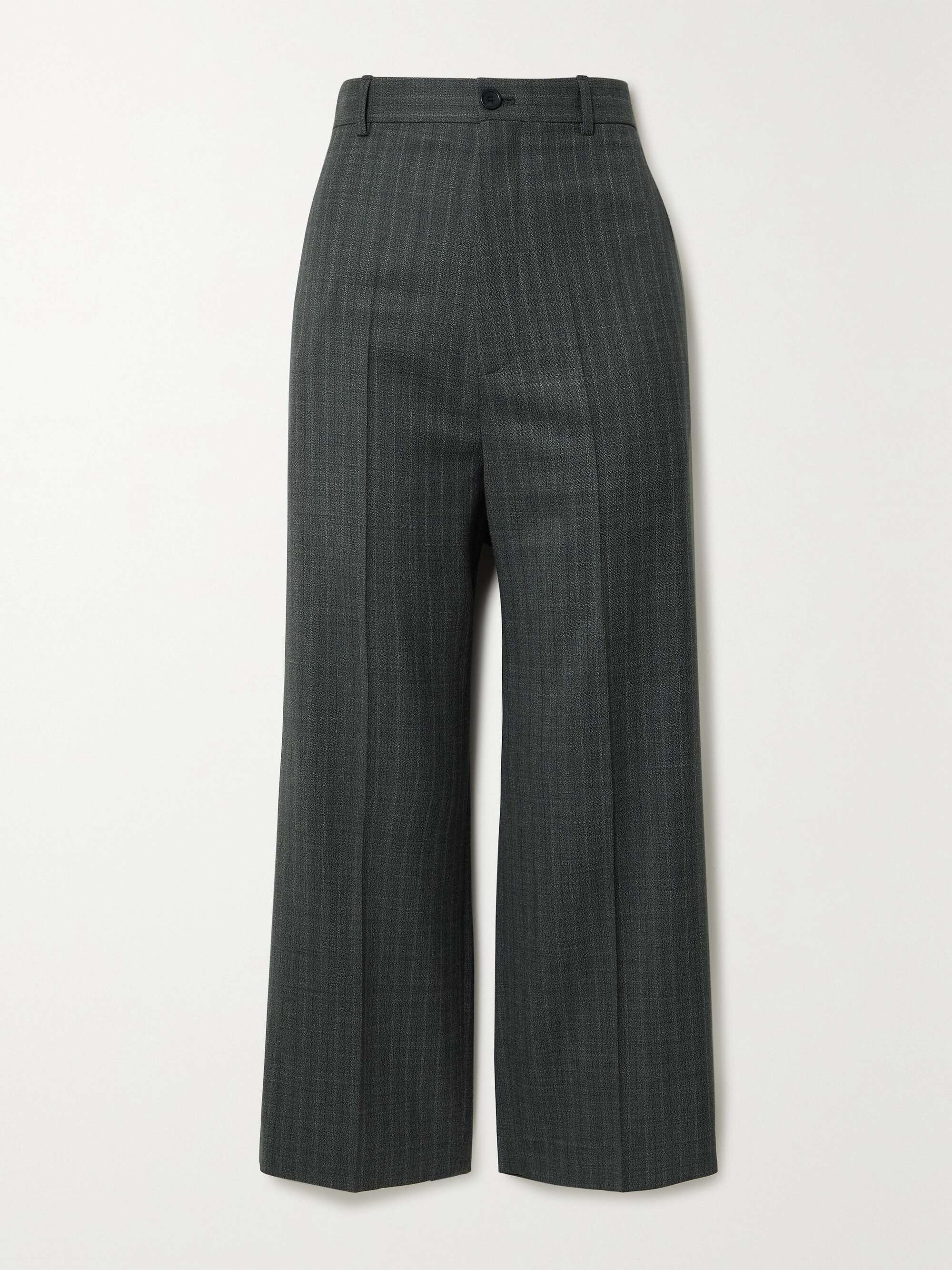 BALENCIAGA Cropped Prince of Wales checked wool straight-leg pants ...