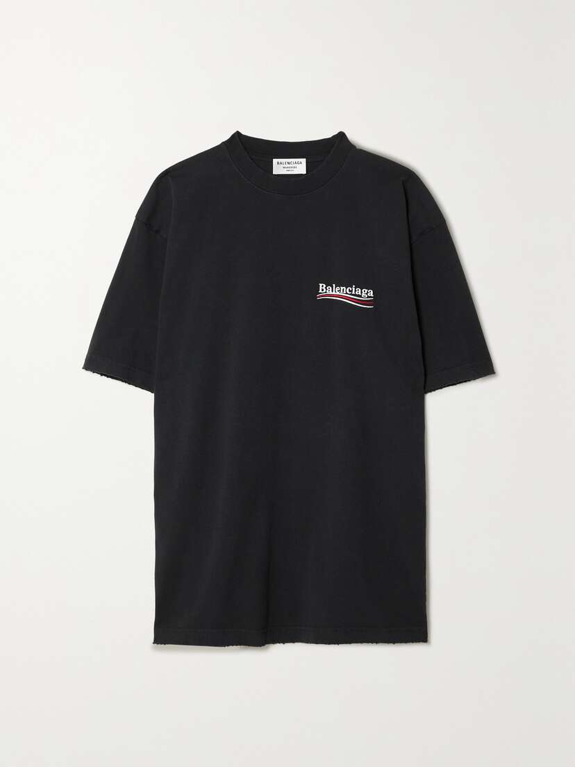 Balenciaga Oversized Embroidered Cotton-jersey T-shirt