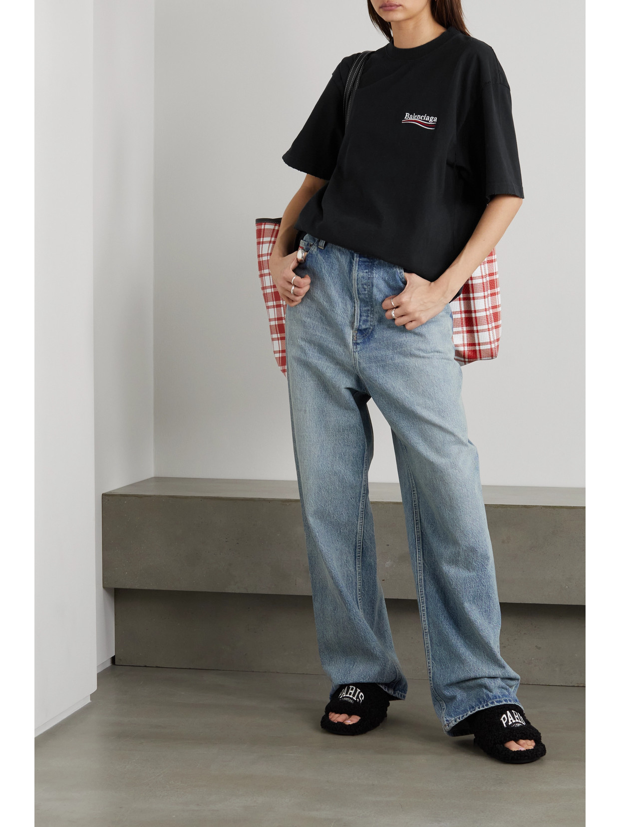 【バレンシアガ】 ロゴ刺繍 Beverly Hills Tシャツ WMNS) Balenciaga Beverly Hills T-shirt Medium Fit 'Black