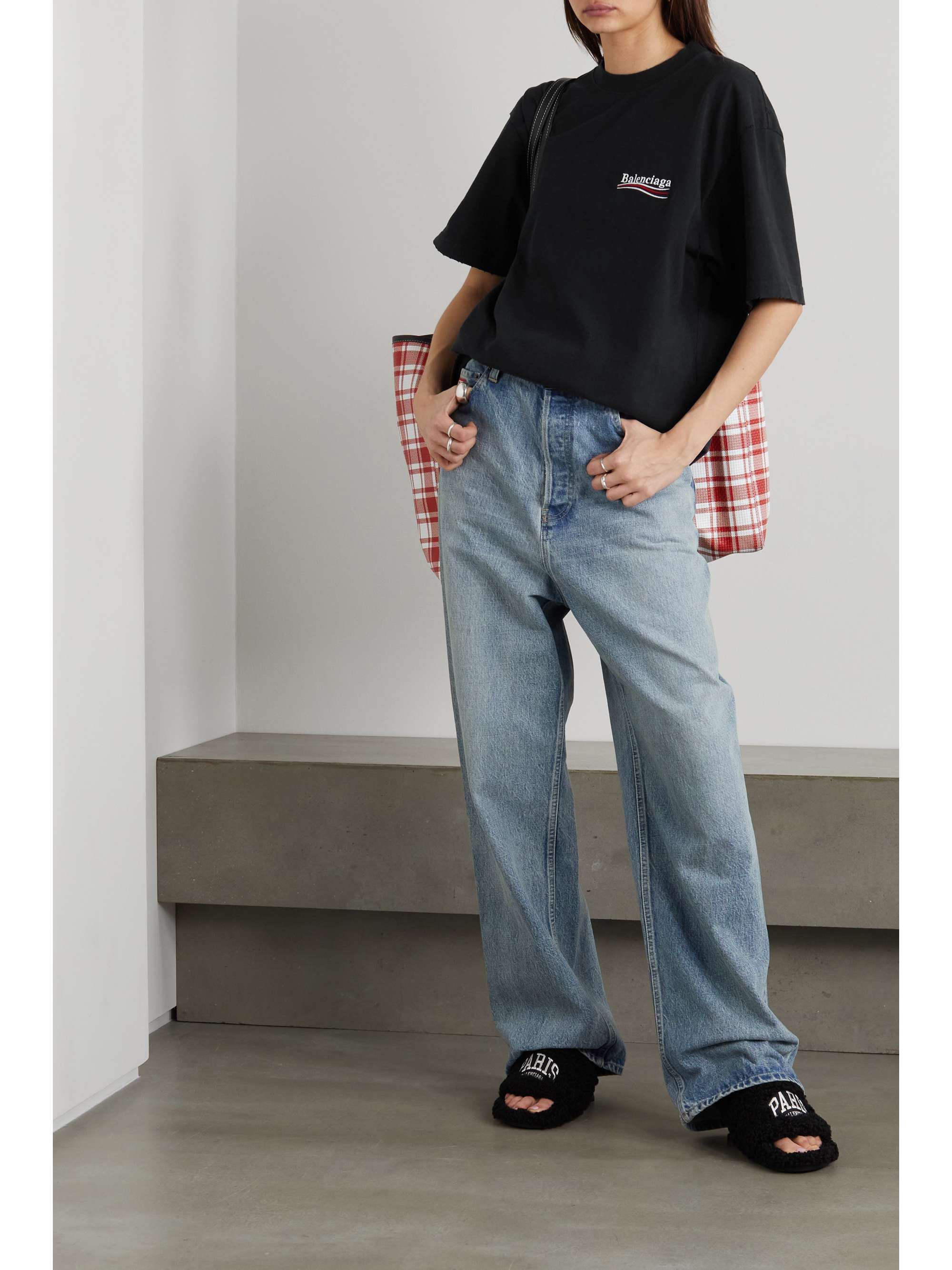 BALENCIAGA Oversized embroidered cotton-jersey T-shirt | NET BALENCIAGA Oversized embroidered cotton-jersey T-shirt | NET