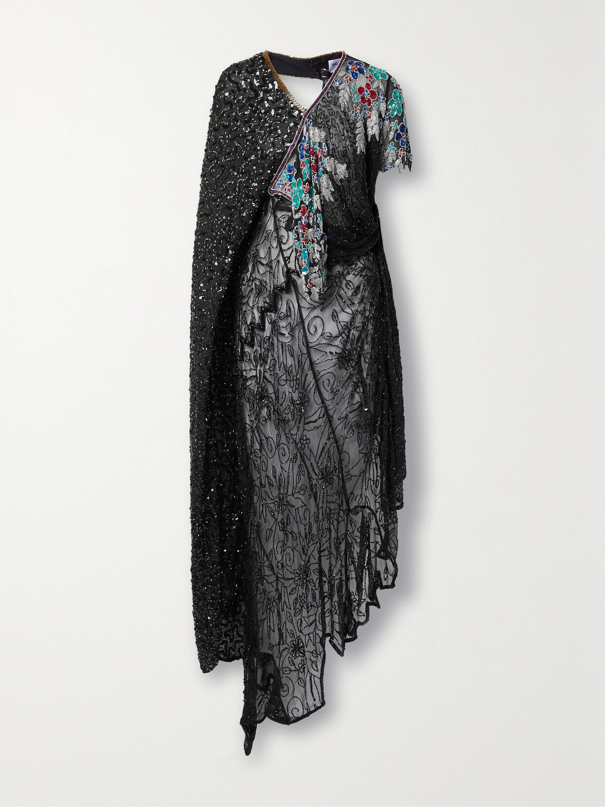 Balenciaga - Asymmetric Embellished Silk-chiffon Dress - Black