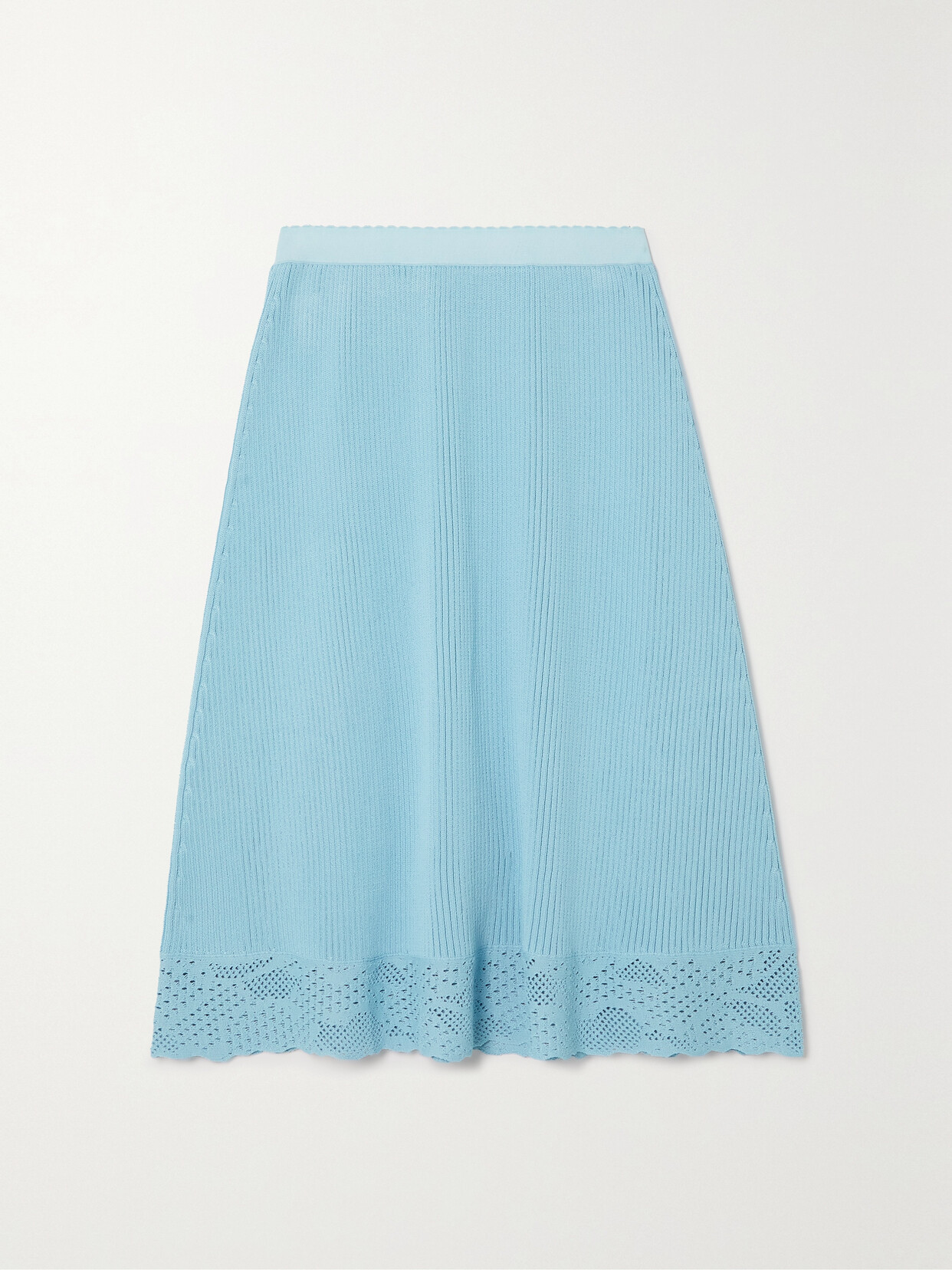Balenciaga Crochet-trimmed Ribbed-knit Midi Skirt - Blue