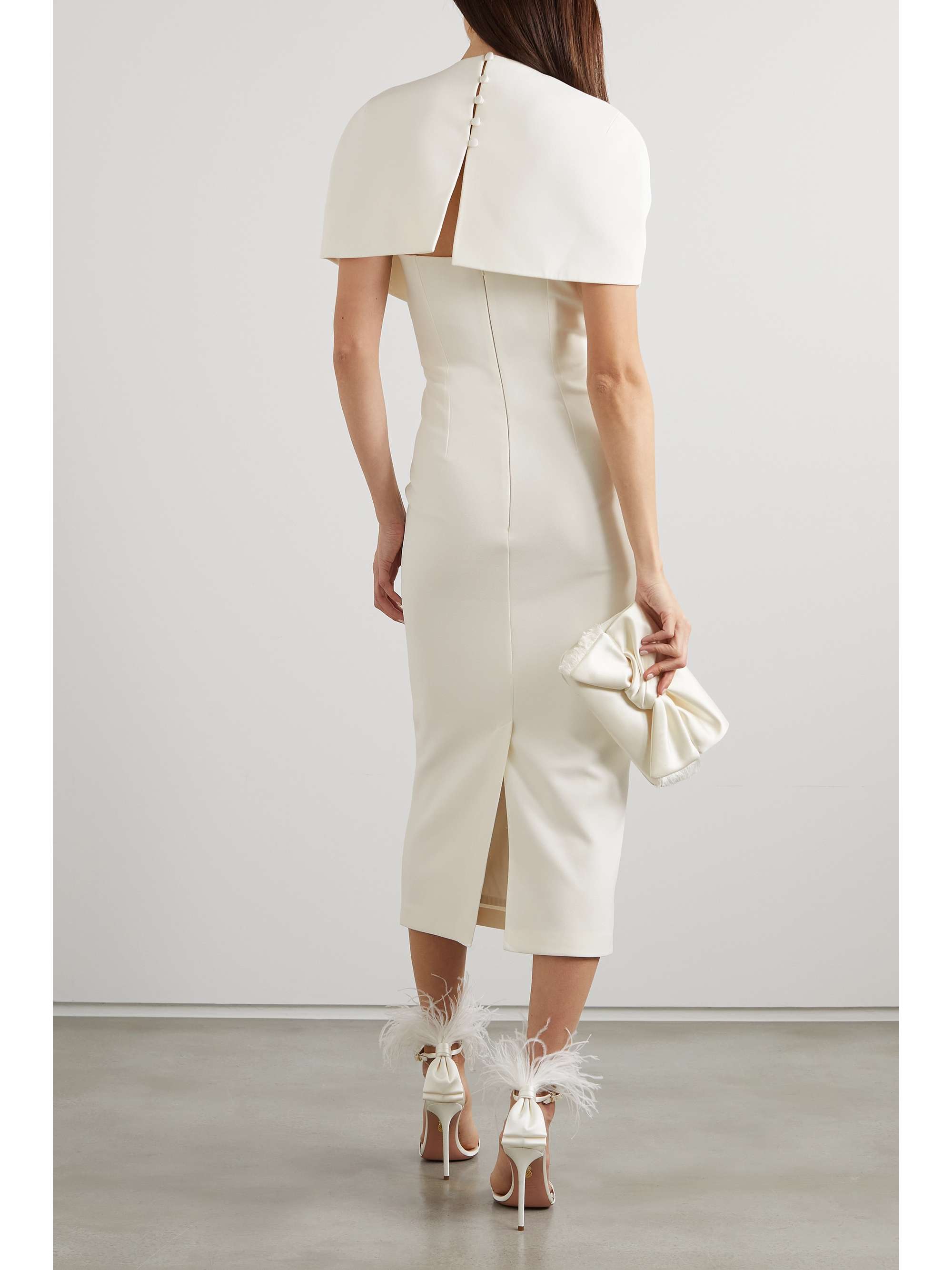 SAFIYAA Flora cape-effect crepe midi dress