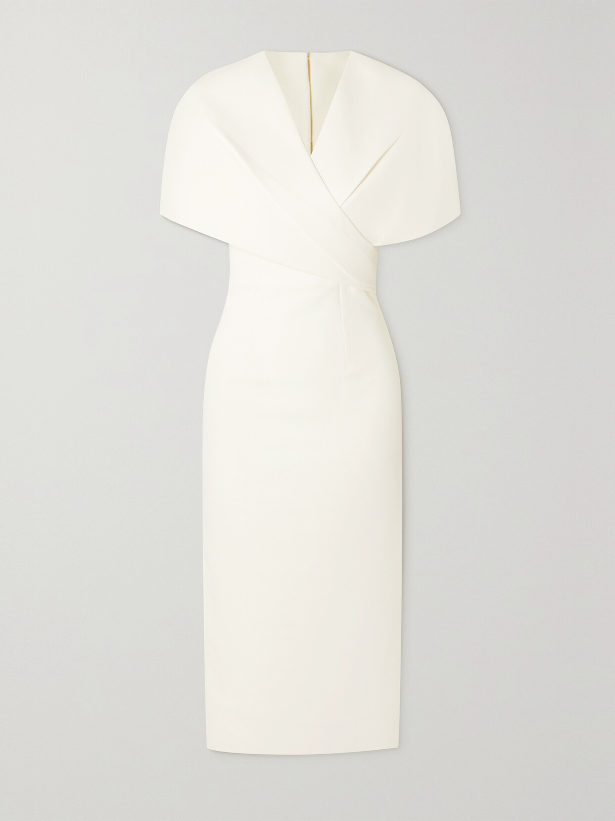 Safiyaa - Flora Cape-effect Crepe Midi Dress - Ivory 22 Awaiting product image
