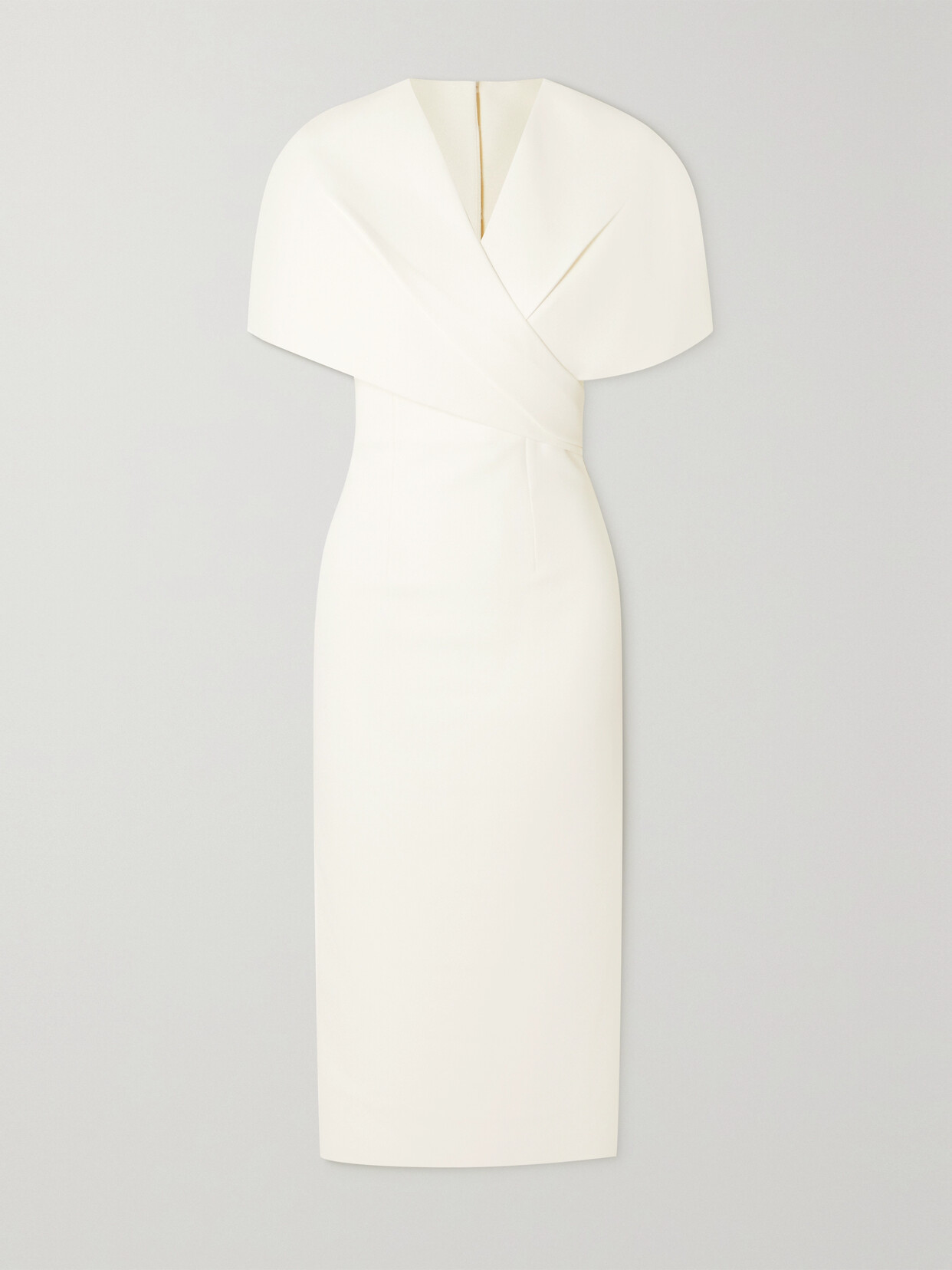 Safiyaa Flora Cape-effect Crepe Midi Dress In Ivory