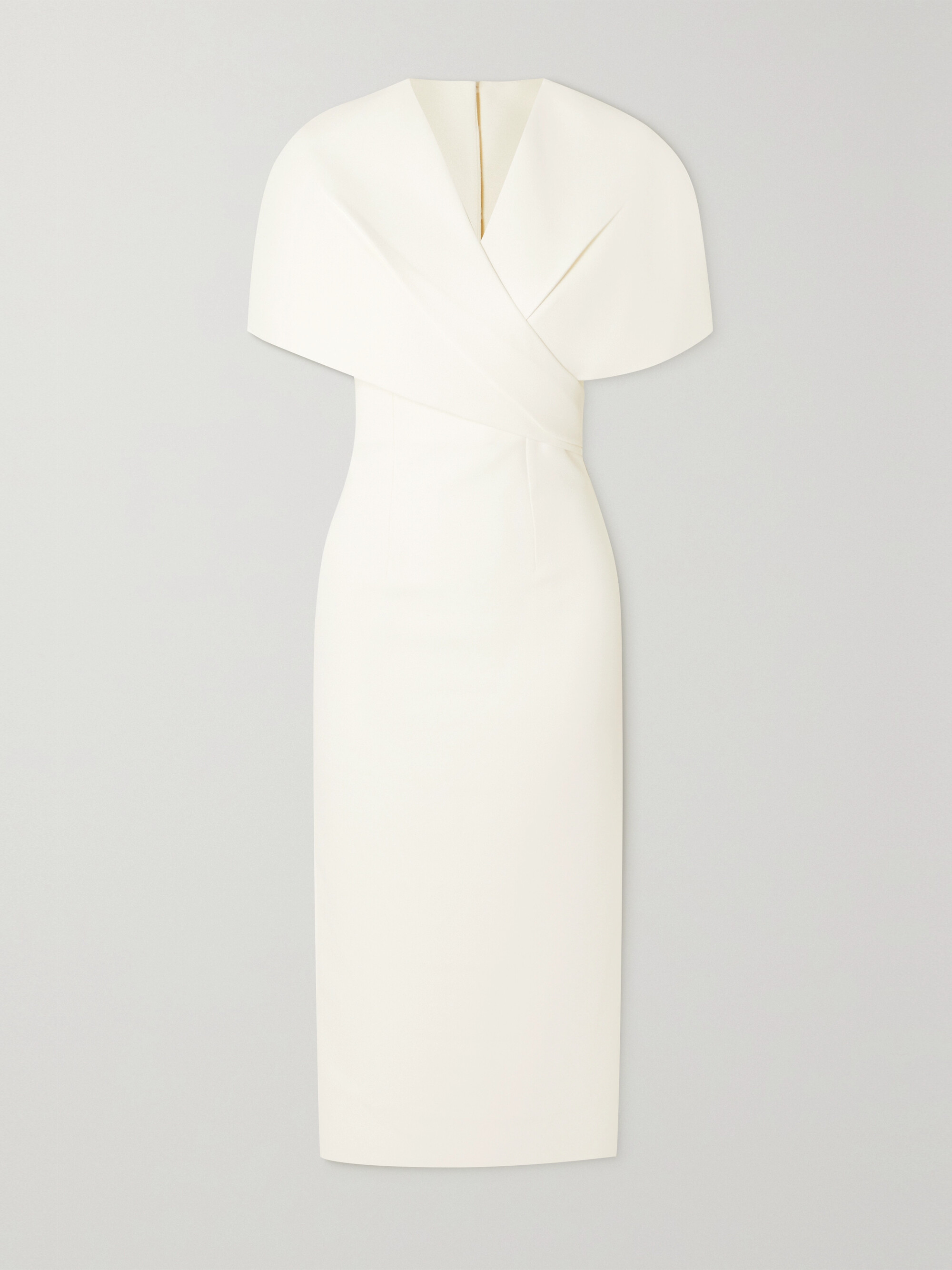 Safiyaa Flora cape-effect crepe midi dress thumbnail