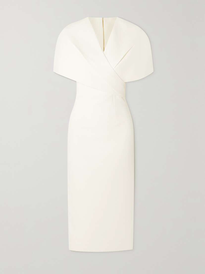 Safiyaa Flora Cape-effect Crepe Midi Dress