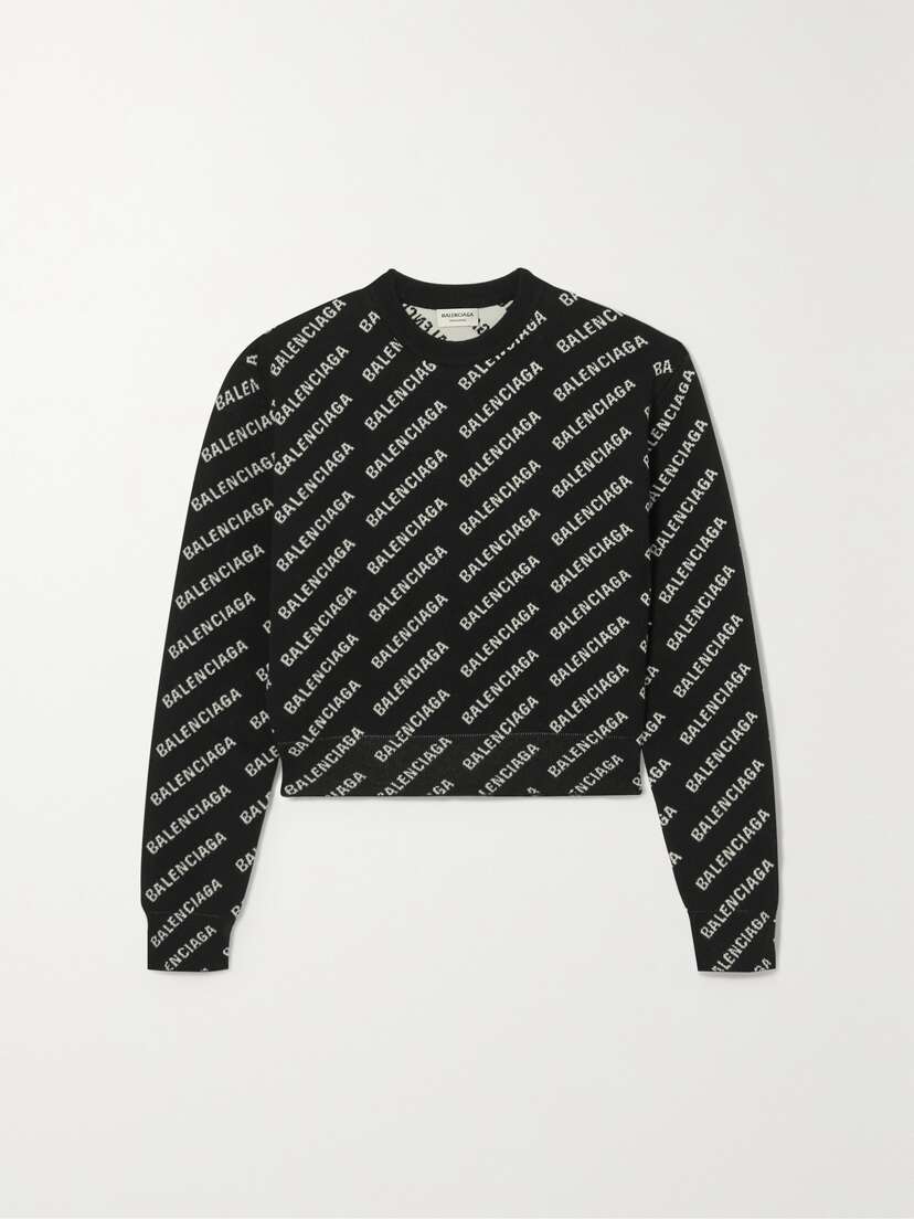 Balenciaga Cropped Intarsia-knit Sweater