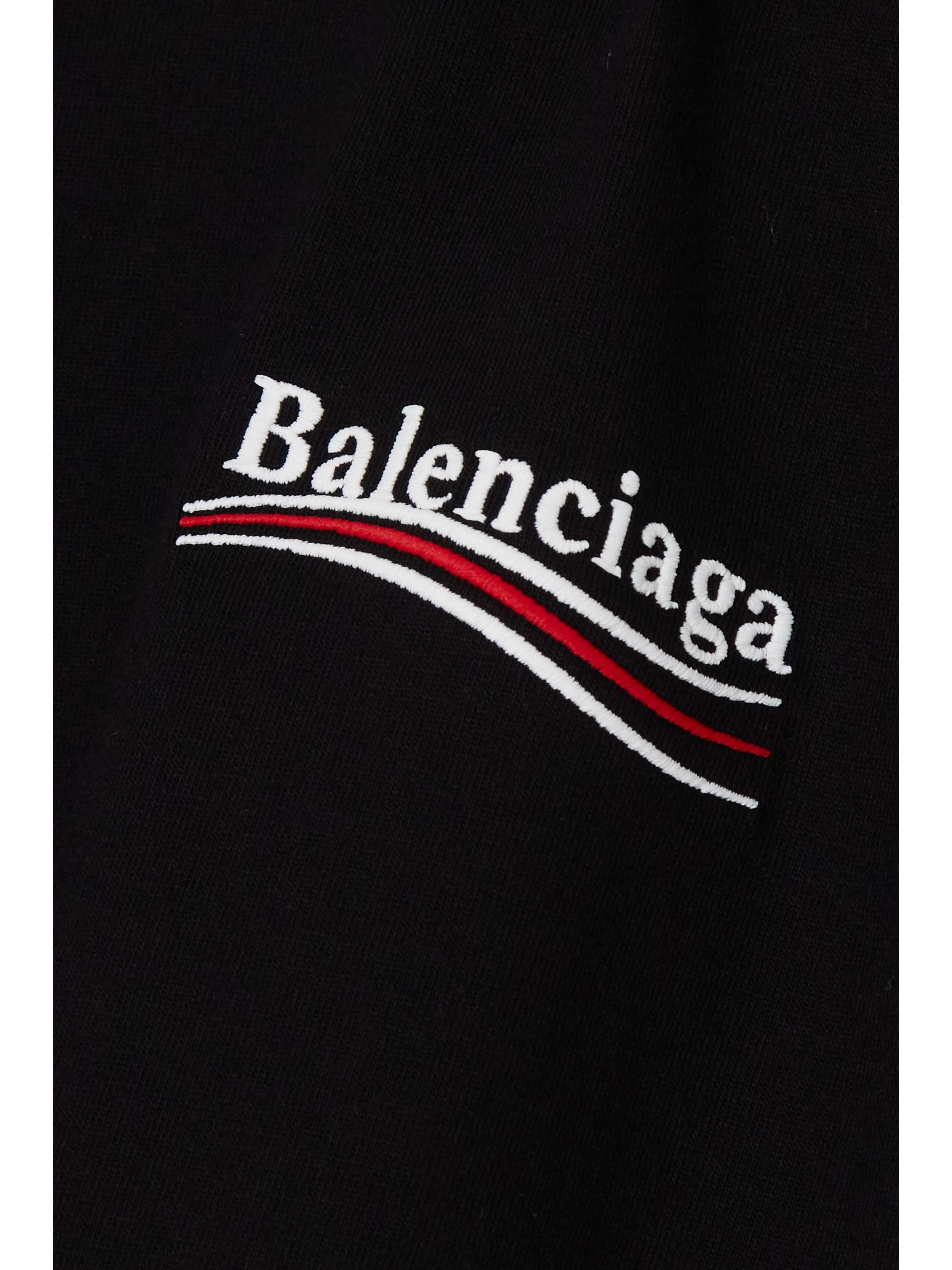 Black Embroidered cotton-jersey T-shirt | BALENCIAGA | NET-A-PORTER