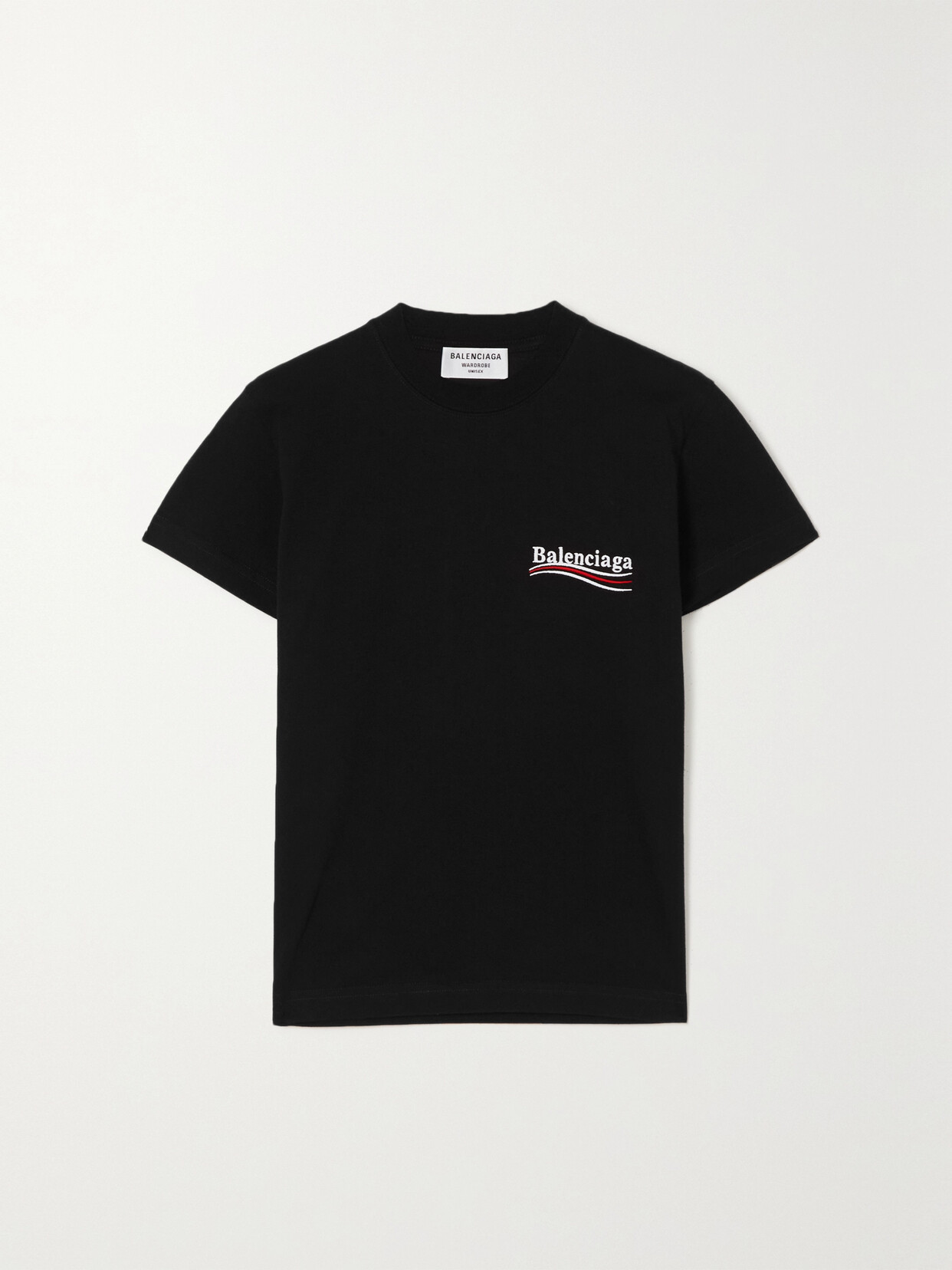 Balenciaga Embroidered Cotton-jersey T-shirt - Black