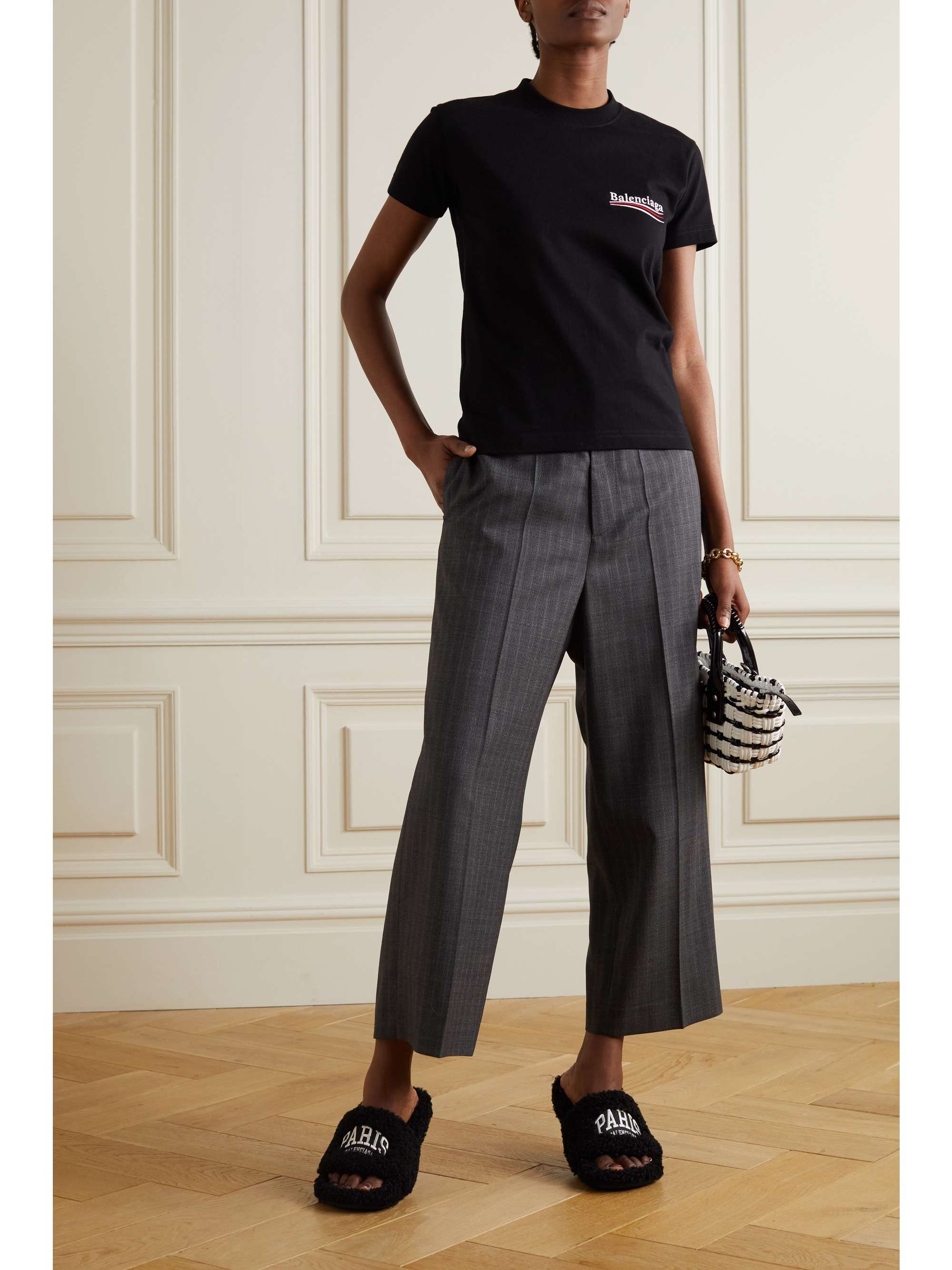 BALENCIAGA Embroidered cotton-jersey T-shirt