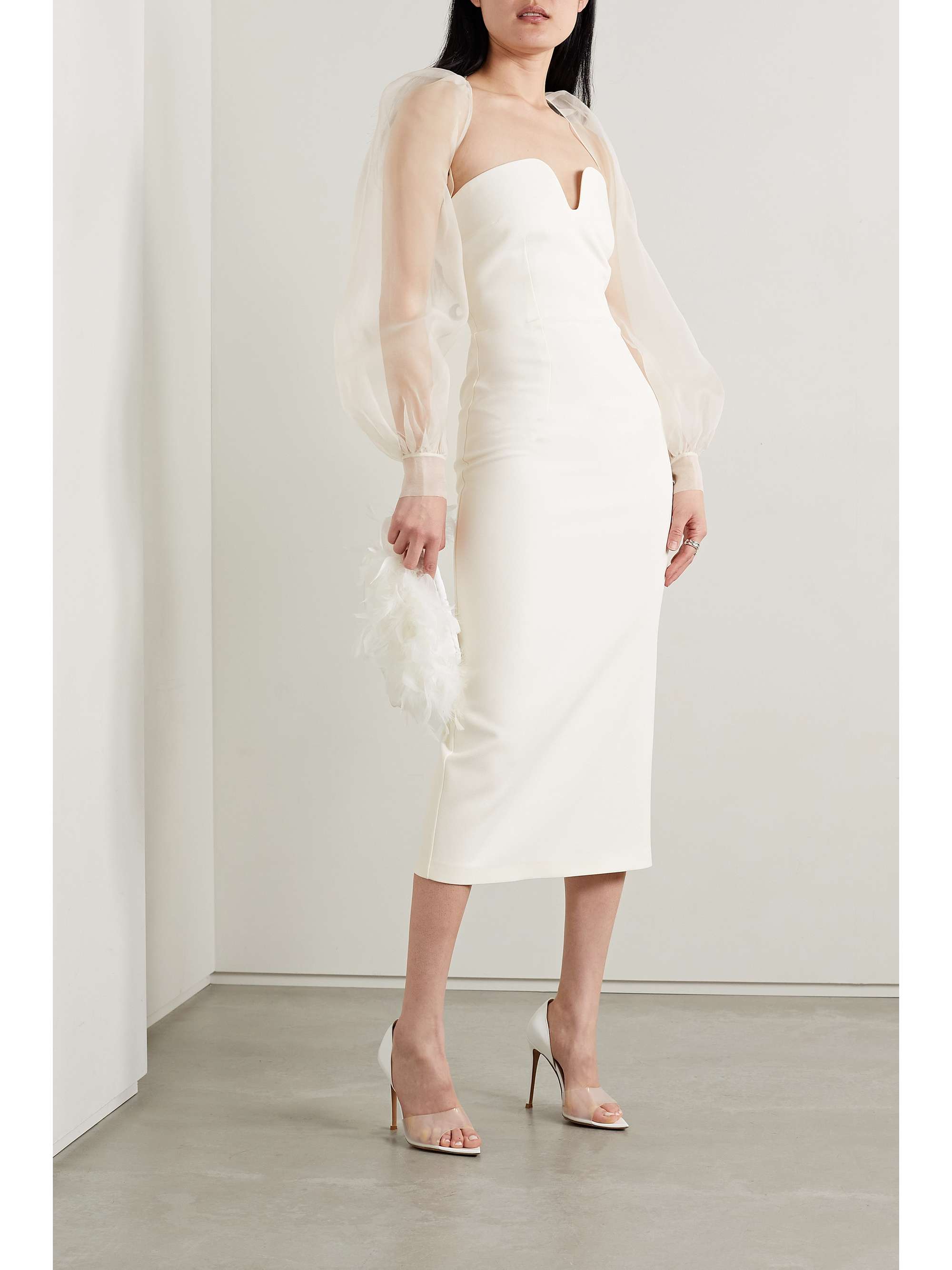 SAFIYAA Catalina convertible stretch-crepe and silk-organza midi dress